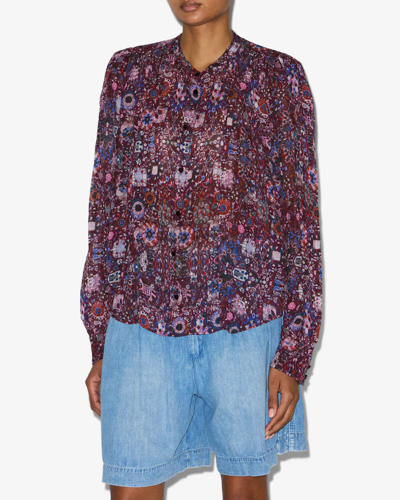 ISABEL MARANT NOELINE PLUM PRINT BLOUSE TOP