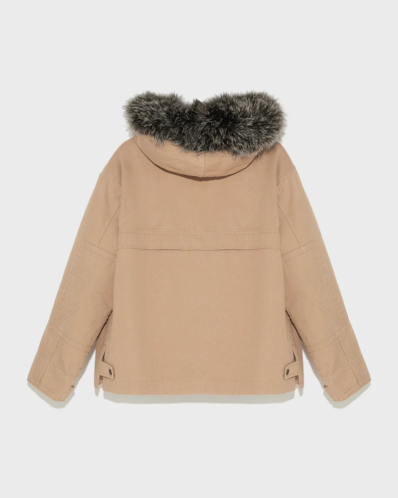 YVES SOLOMON SHORT LIGHT BEIGE PARKA