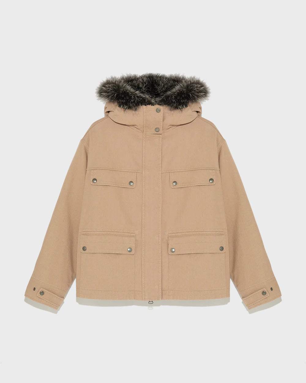 YVES SALOMON SHORT LIGHT BEIGE PARKA