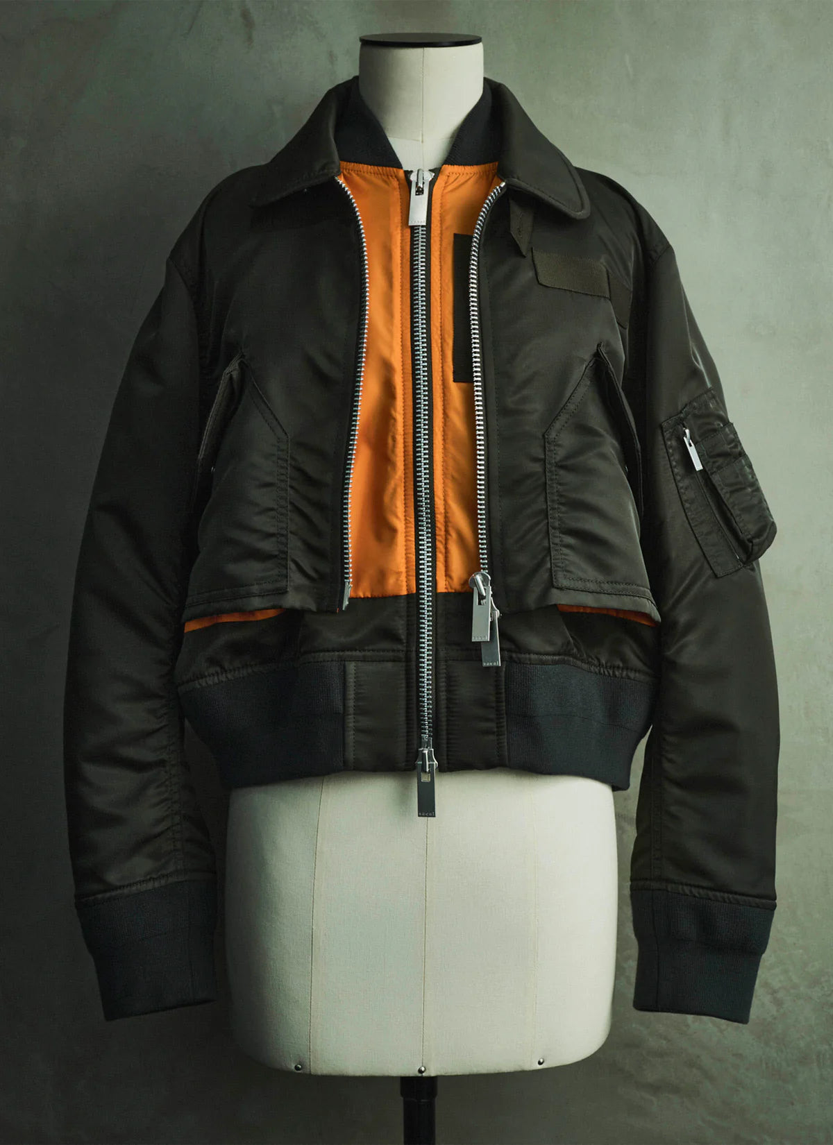 SACAI DARK KHAKI NYLON TWILL BLOUSON