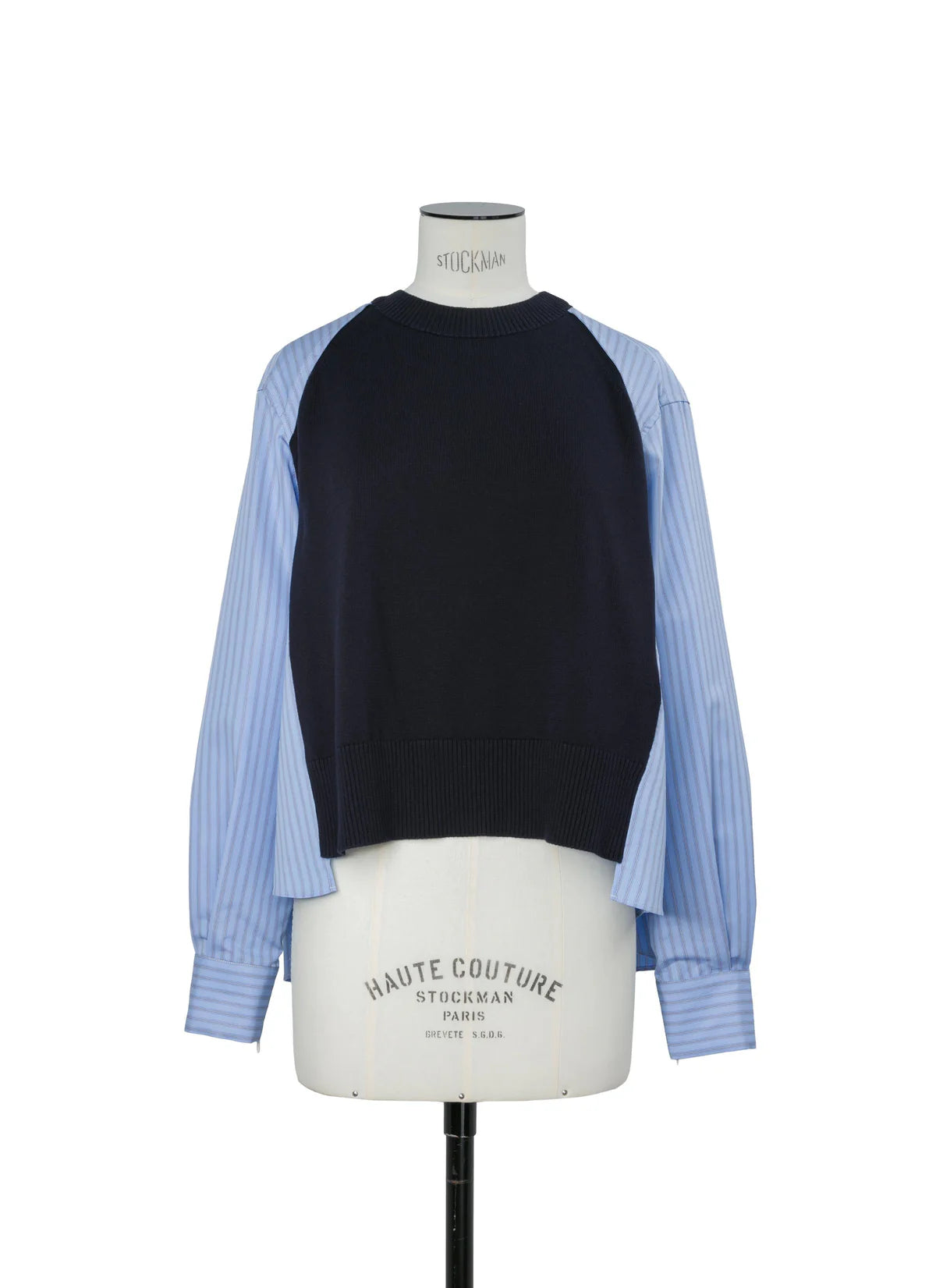 SACAI POPLIN X COTTON KNIT PULLOVER