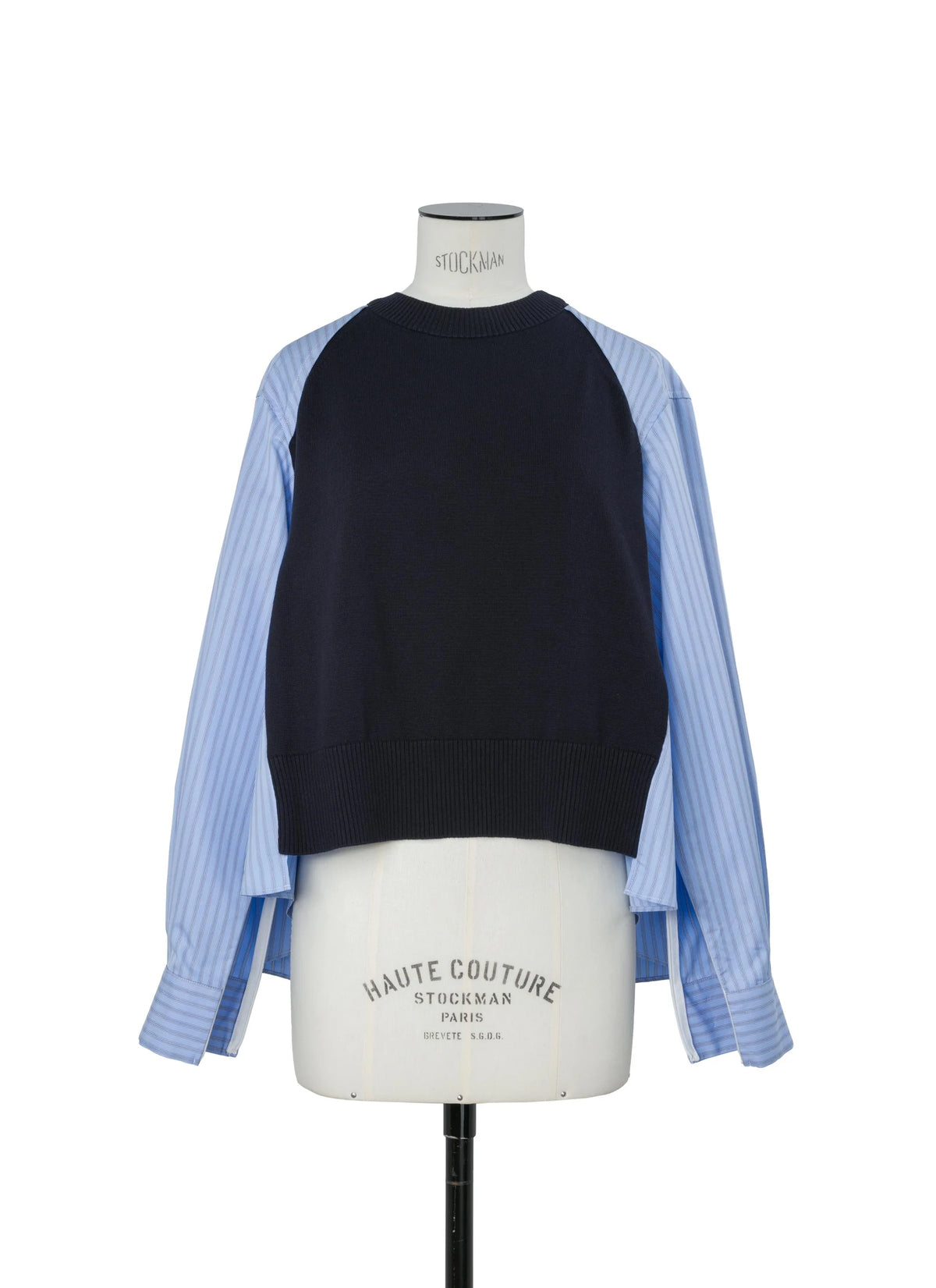 SACAI POPLIN X COTTON KNIT PULLOVER