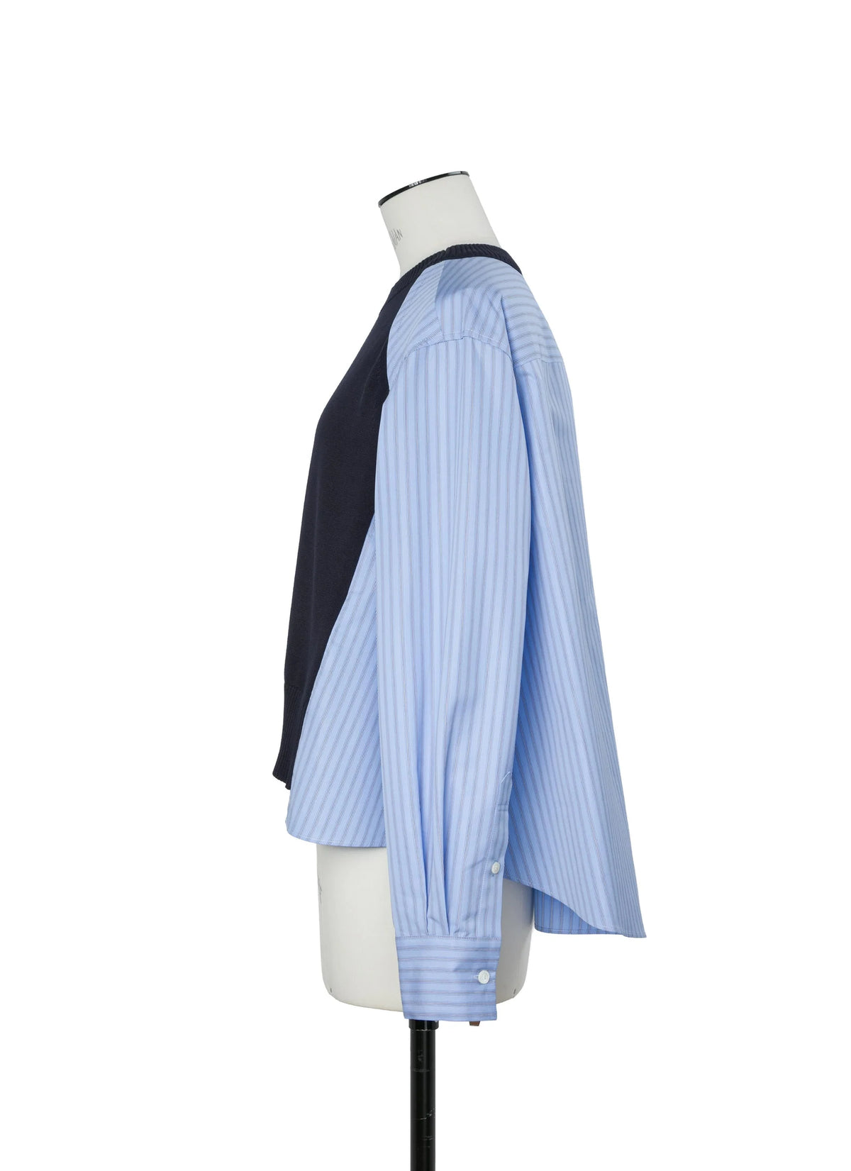 SACAI POPLIN X COTTON KNIT PULLOVER