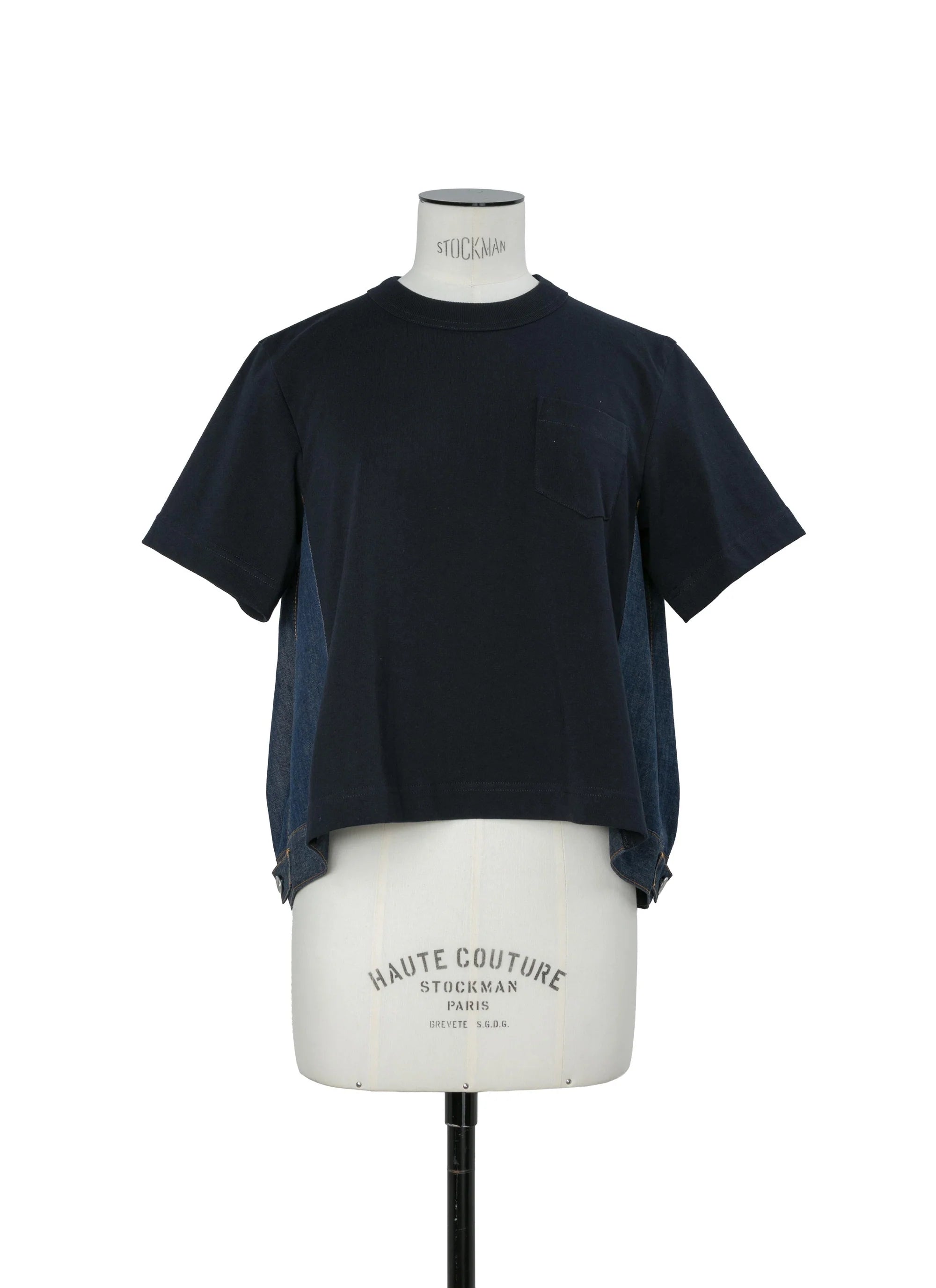 SACAI NAVY BLUE DENIM T-SHIRT