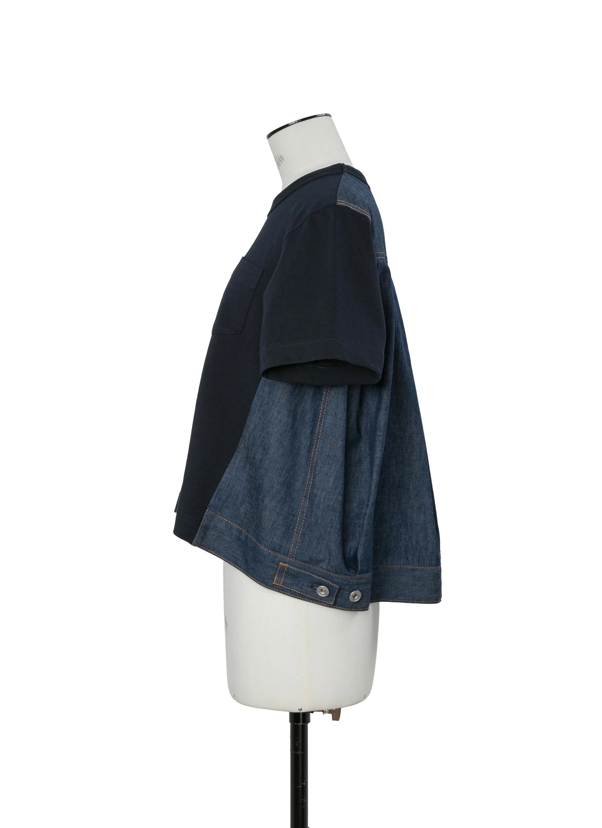 SACAI NAVY BLUE DENIM T-SHIRT