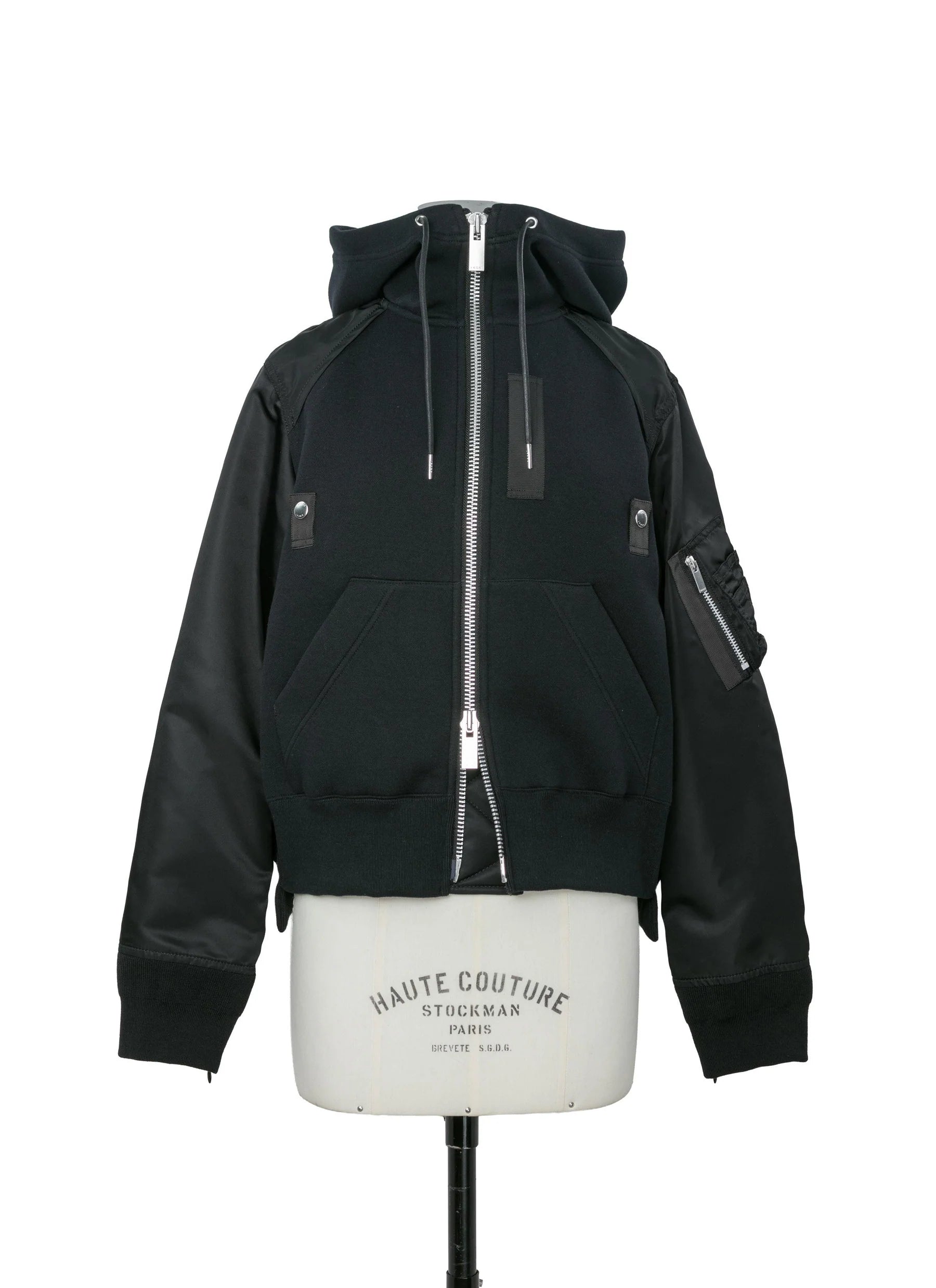 SACAI SPONGE SWEAT HOODIE BLACK