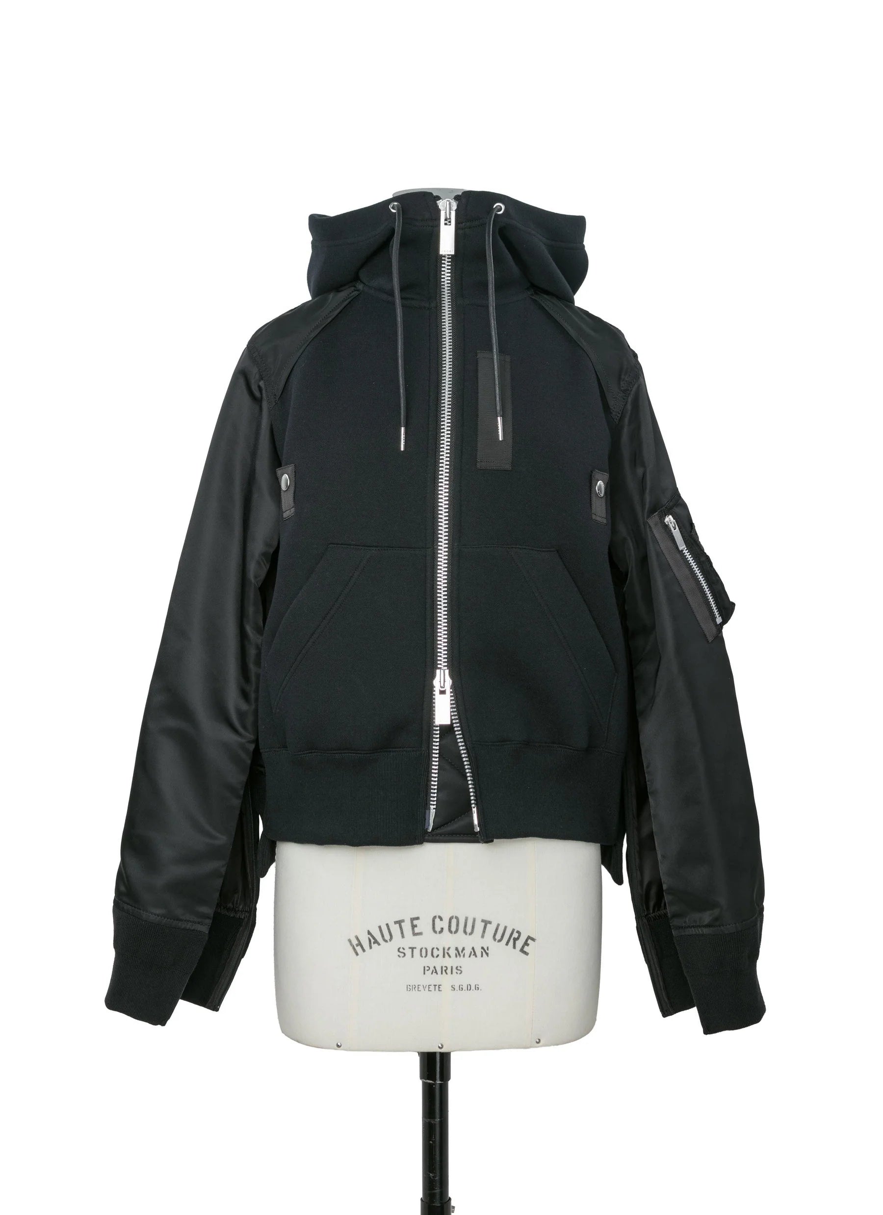 SACAI SPONGE SWEAT HOODIE BLACK