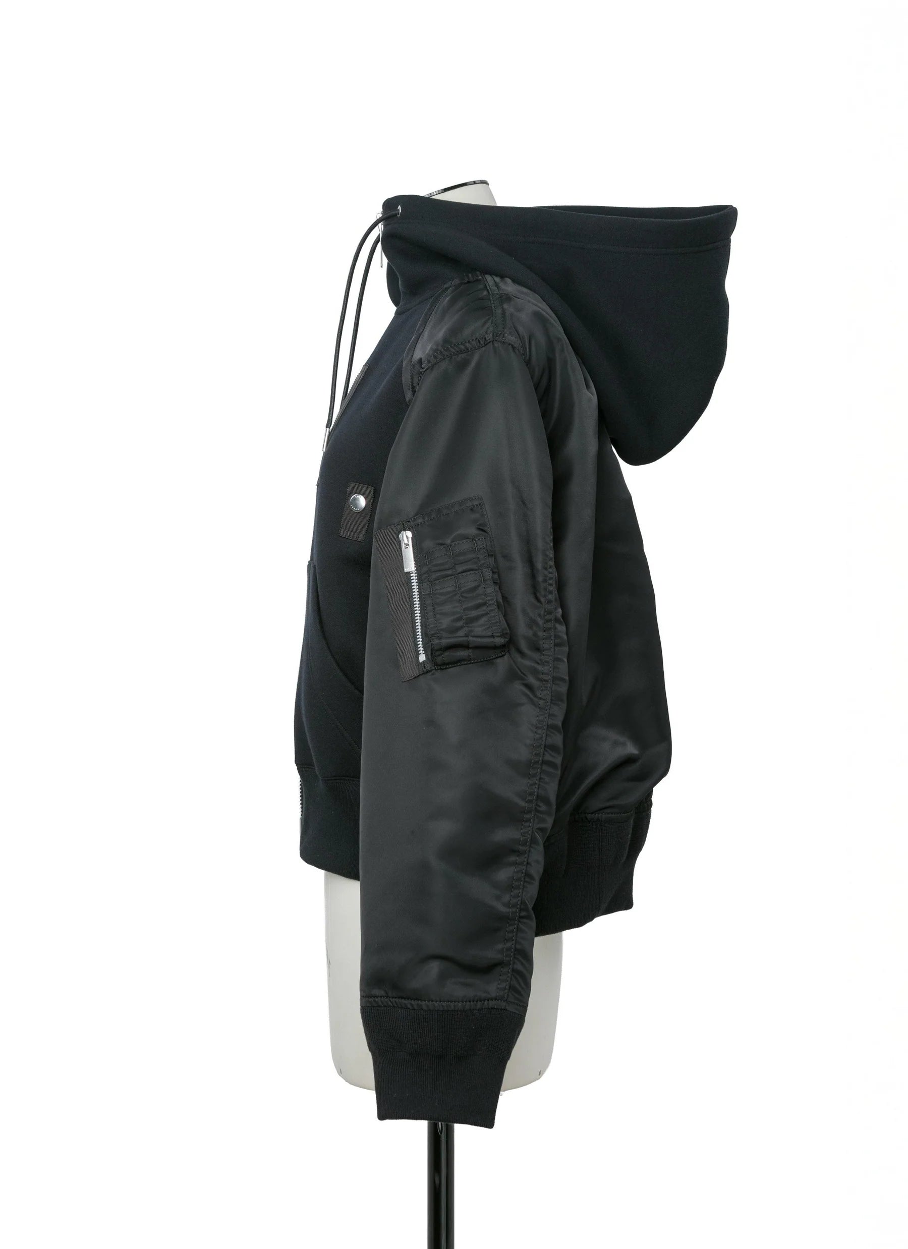SACAI SPONGE SWEAT HOODIE BLACK