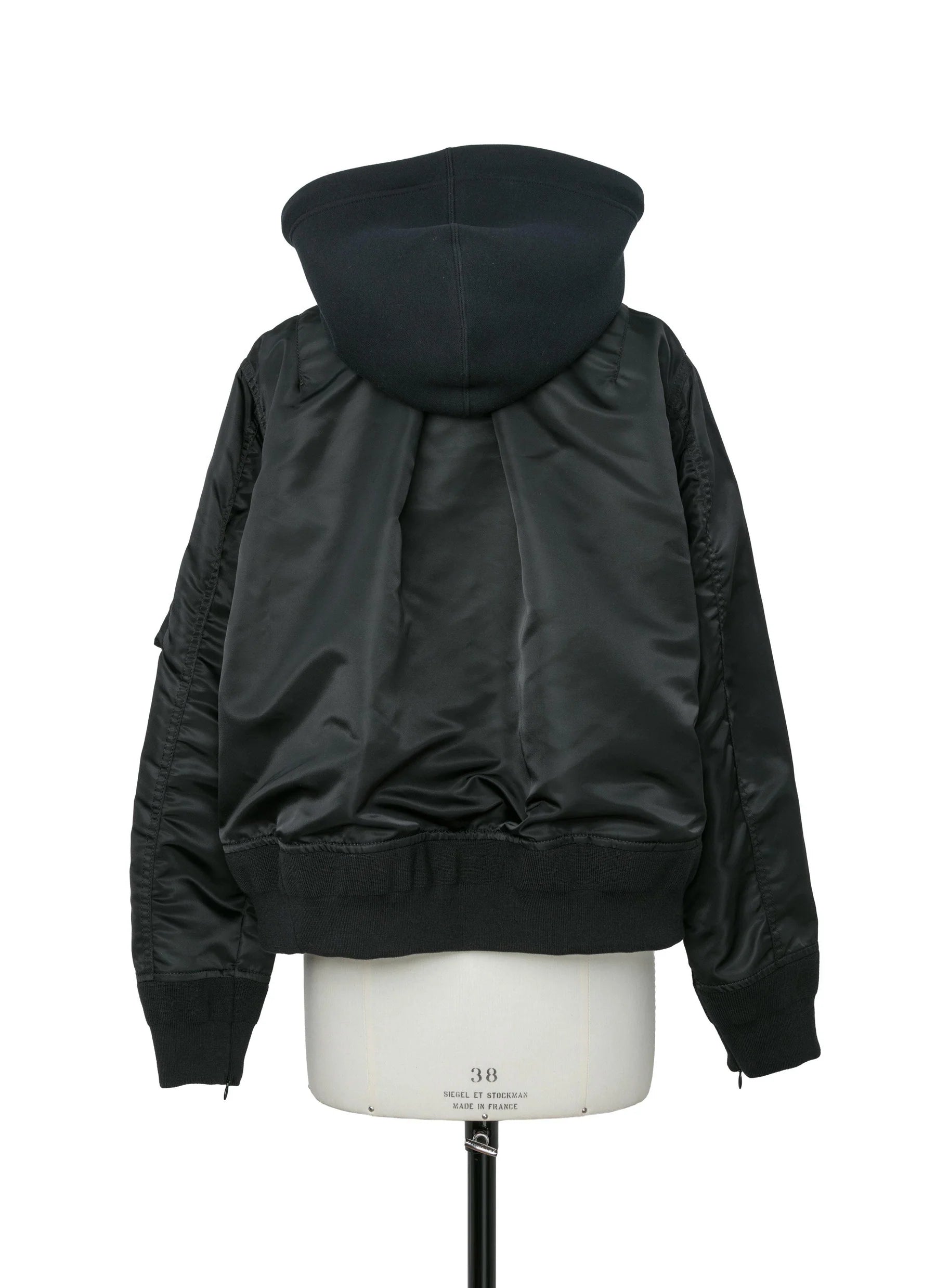 SACAI SPONGE SWEAT HOODIE BLACK