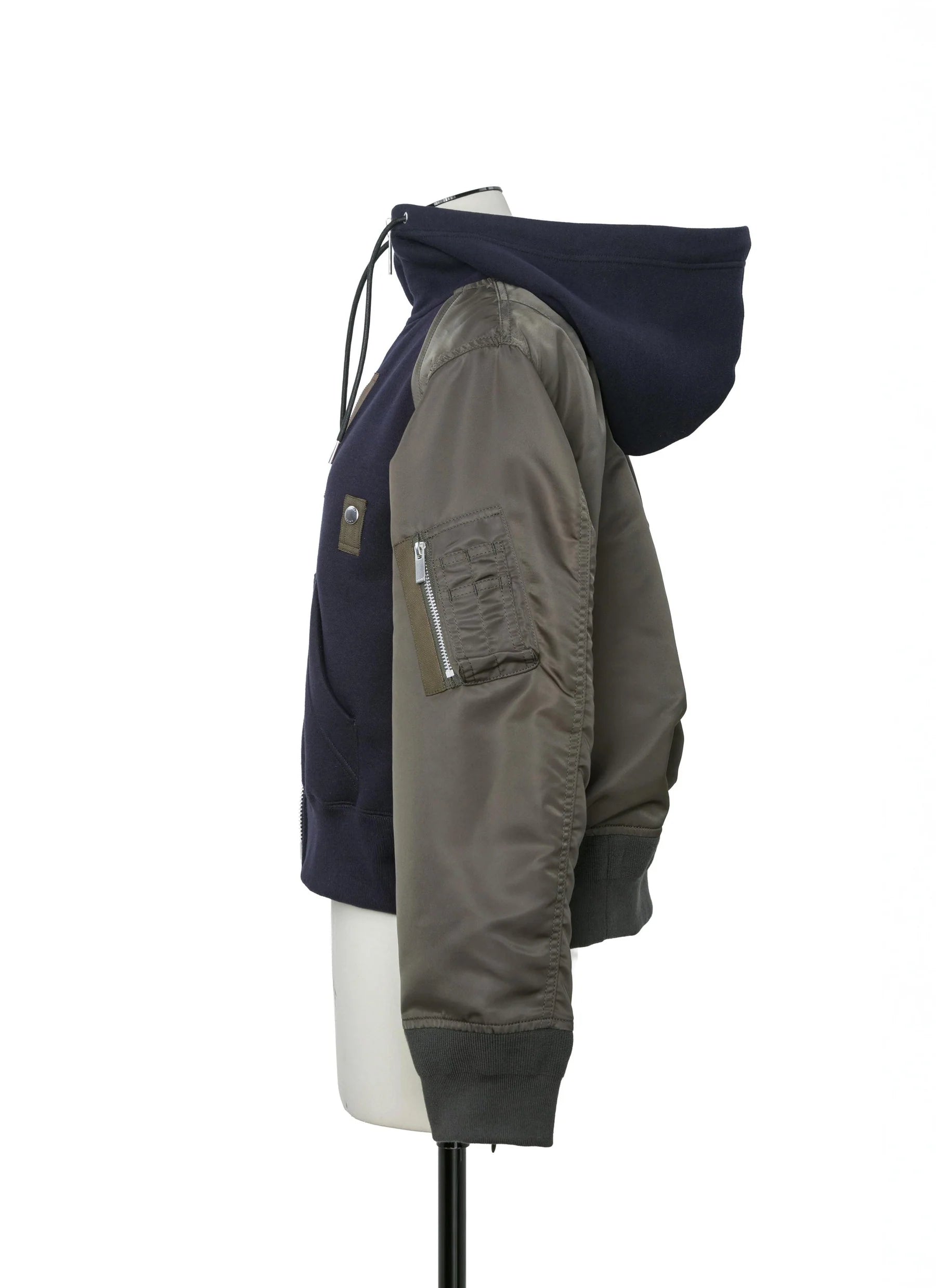 SACAI SPONGE SWEAT HOODIE NAVY/KHAKI