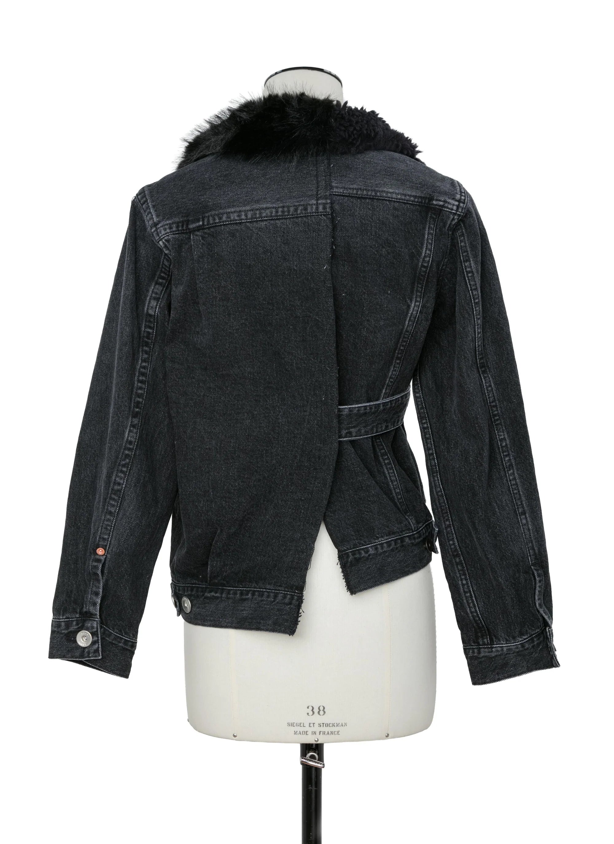 SACAI DENIM JACKET WITH FAUX FUR LINING