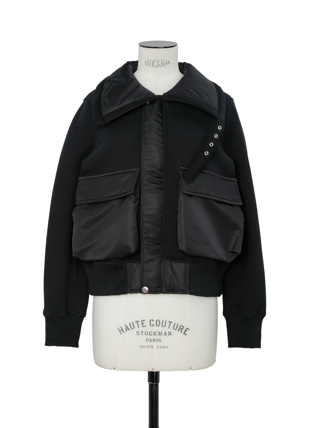 SACAI SPONGE SWEAT BLOUSON BLACK