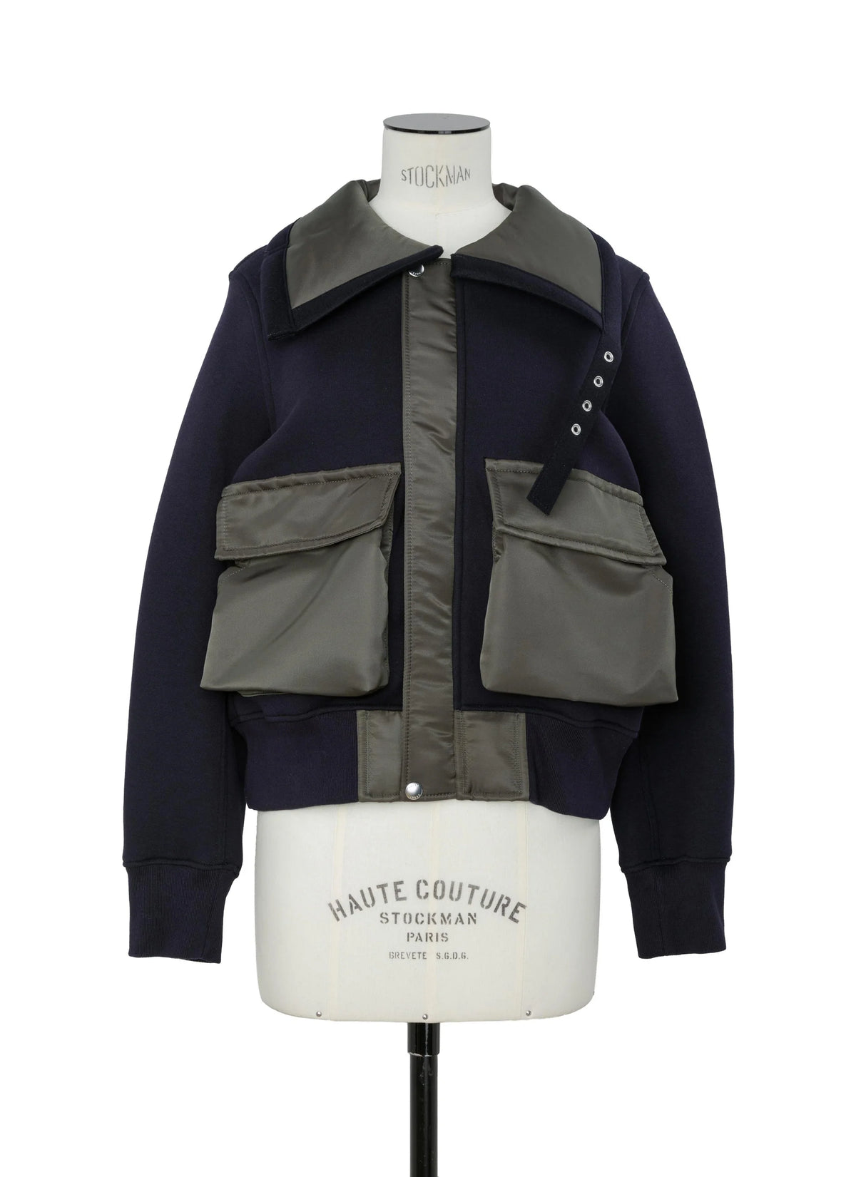 SACAI SPONGE SWEAT BLOUSON NAVY/KHAKI