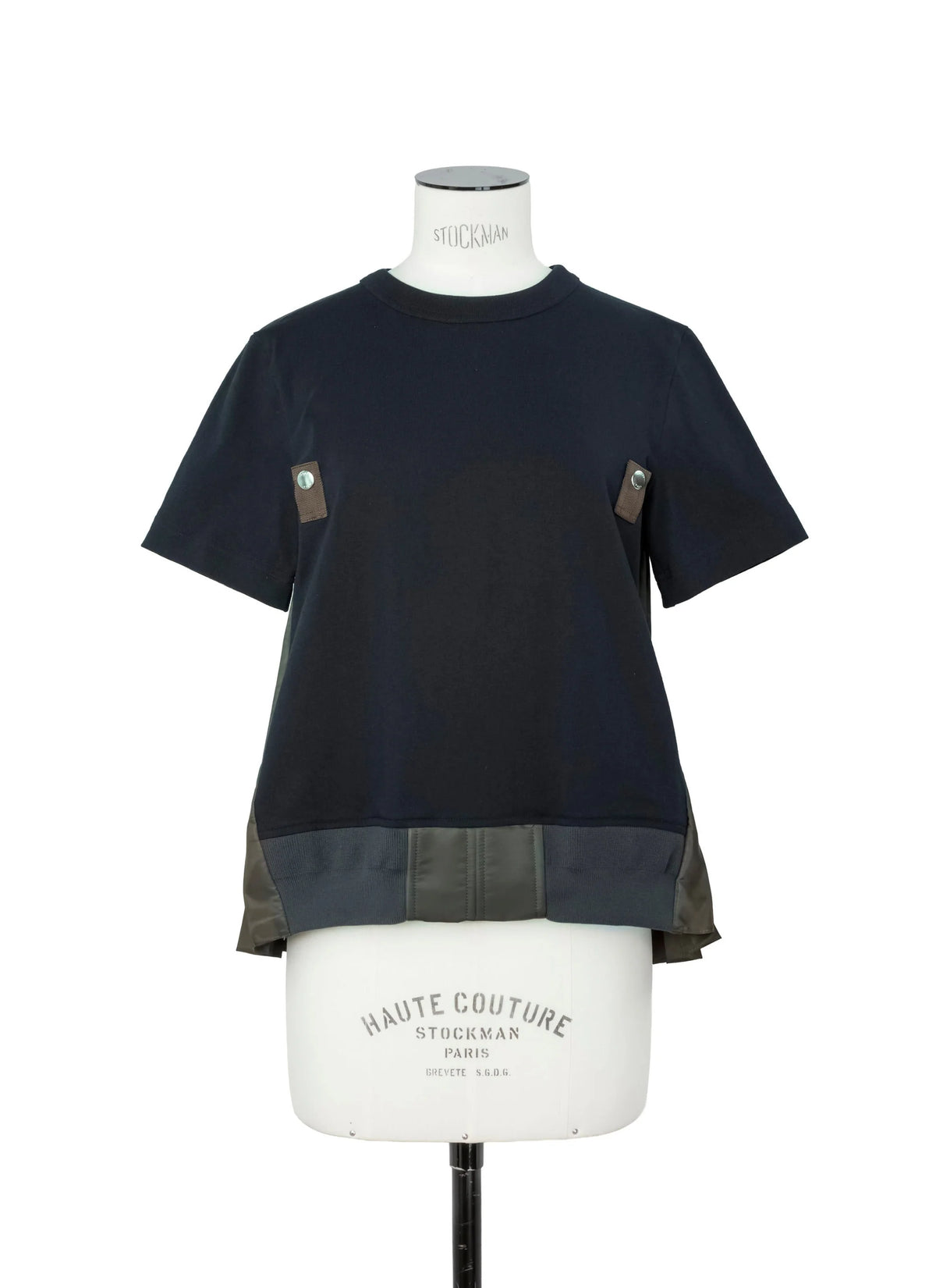 SACAI NYLON TWILL X COTTON JERSEY T-SHIRT