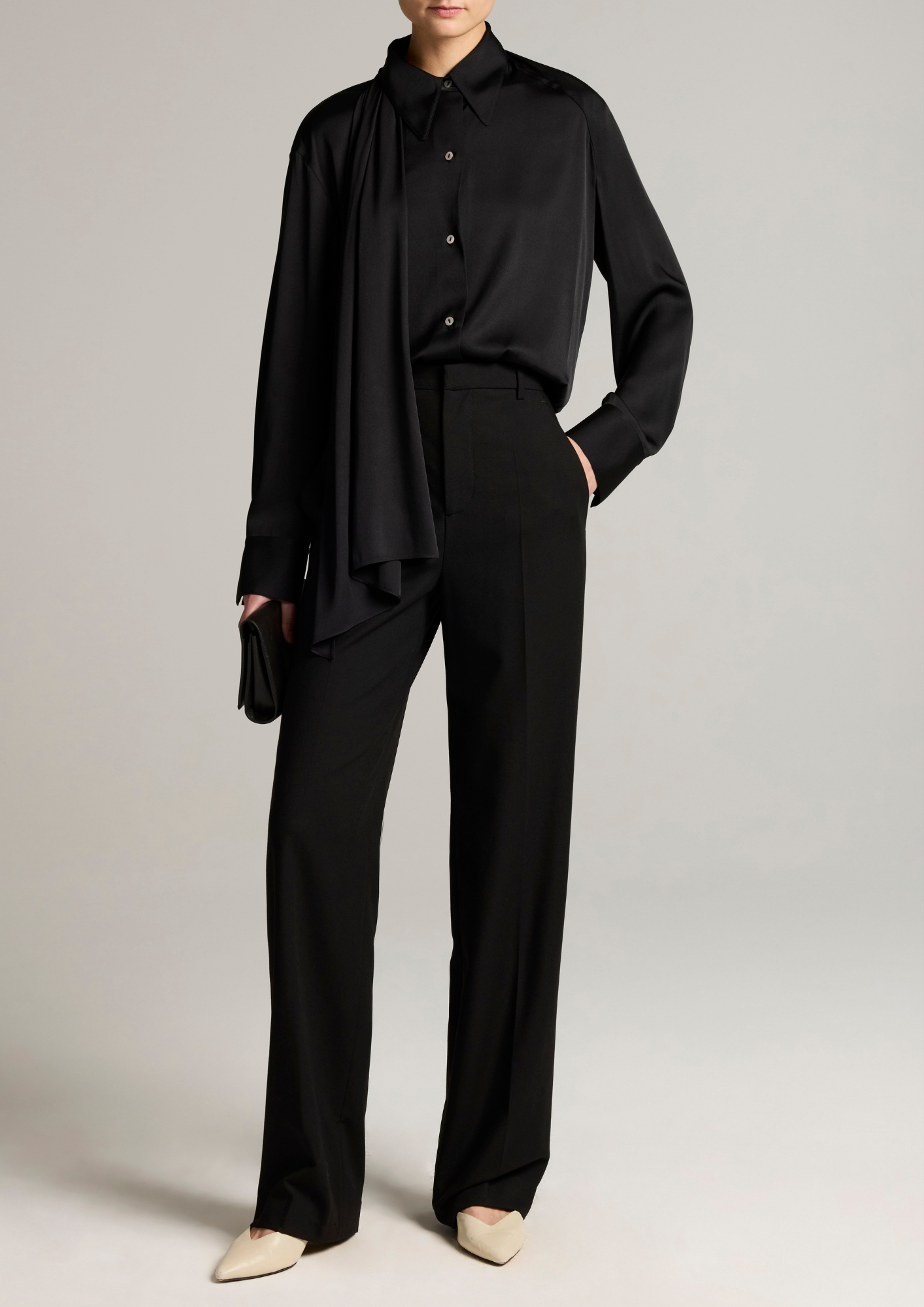 VINCE DRAPED SCARF SHIRT