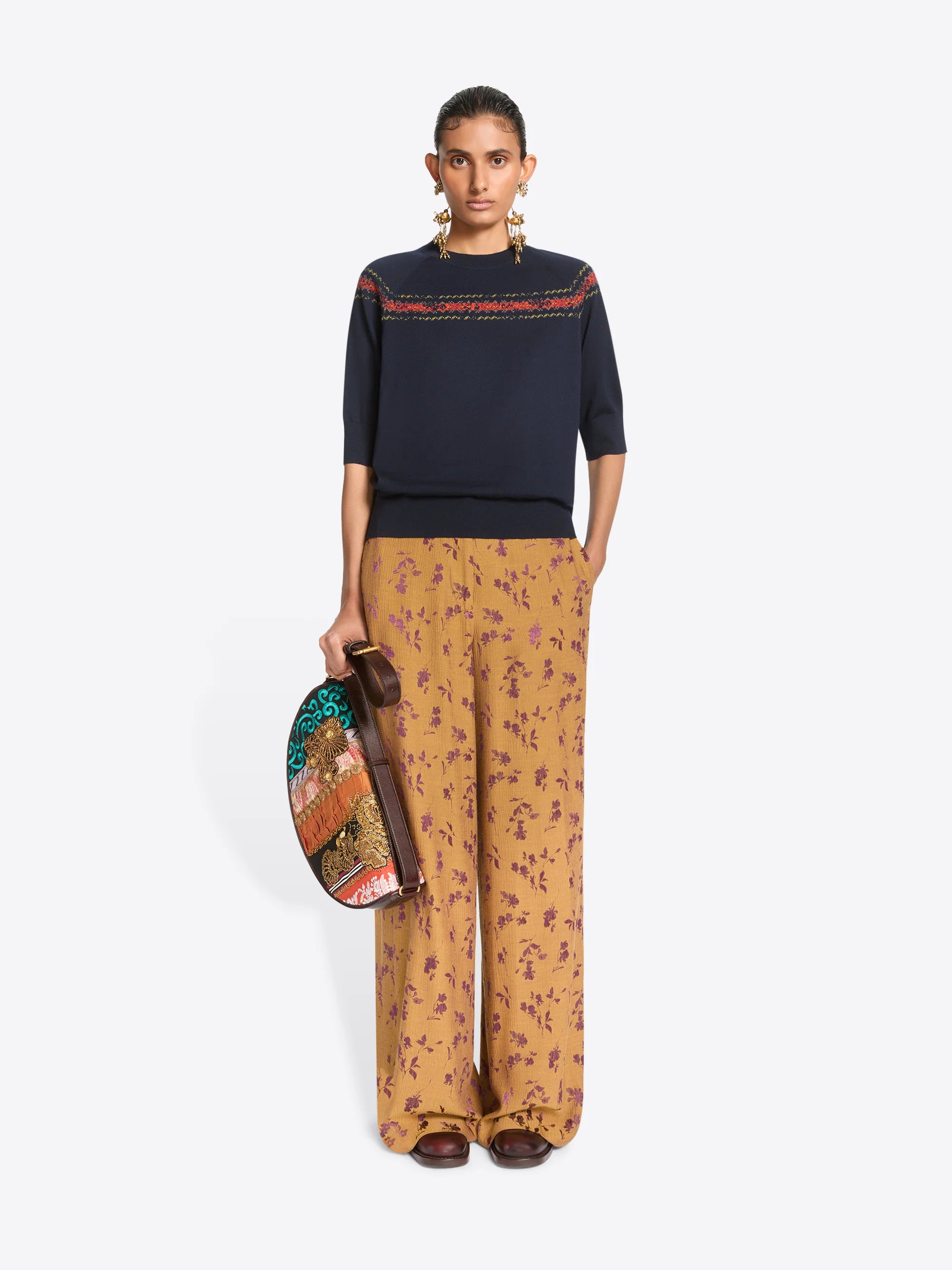 DRIES VAN NOTEN TUANO EMBROIDERED WOOL SWEATER
