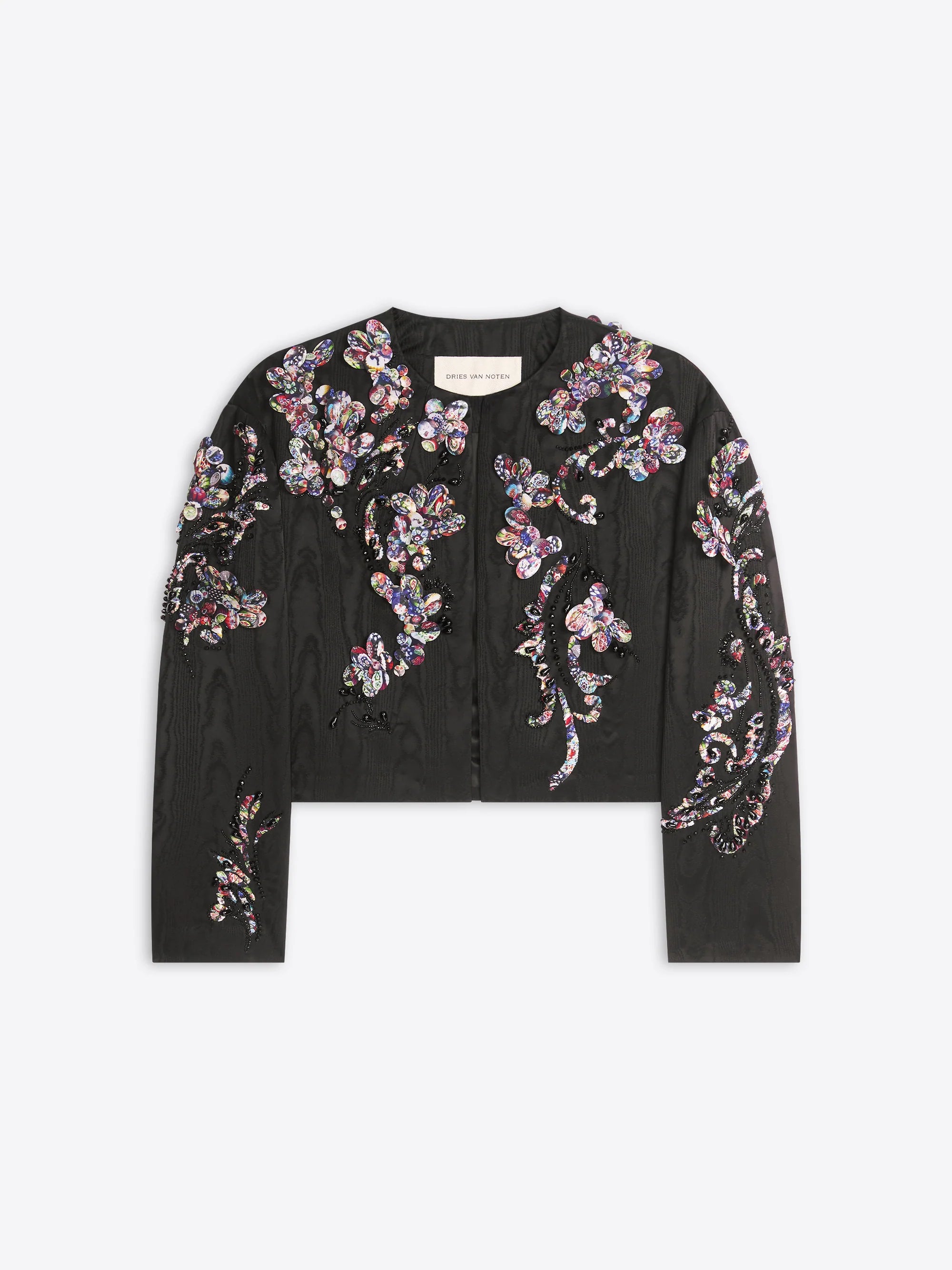 DRIES VAN NOTEN VONDA EMBROIDERED MOIRÉ JACKET