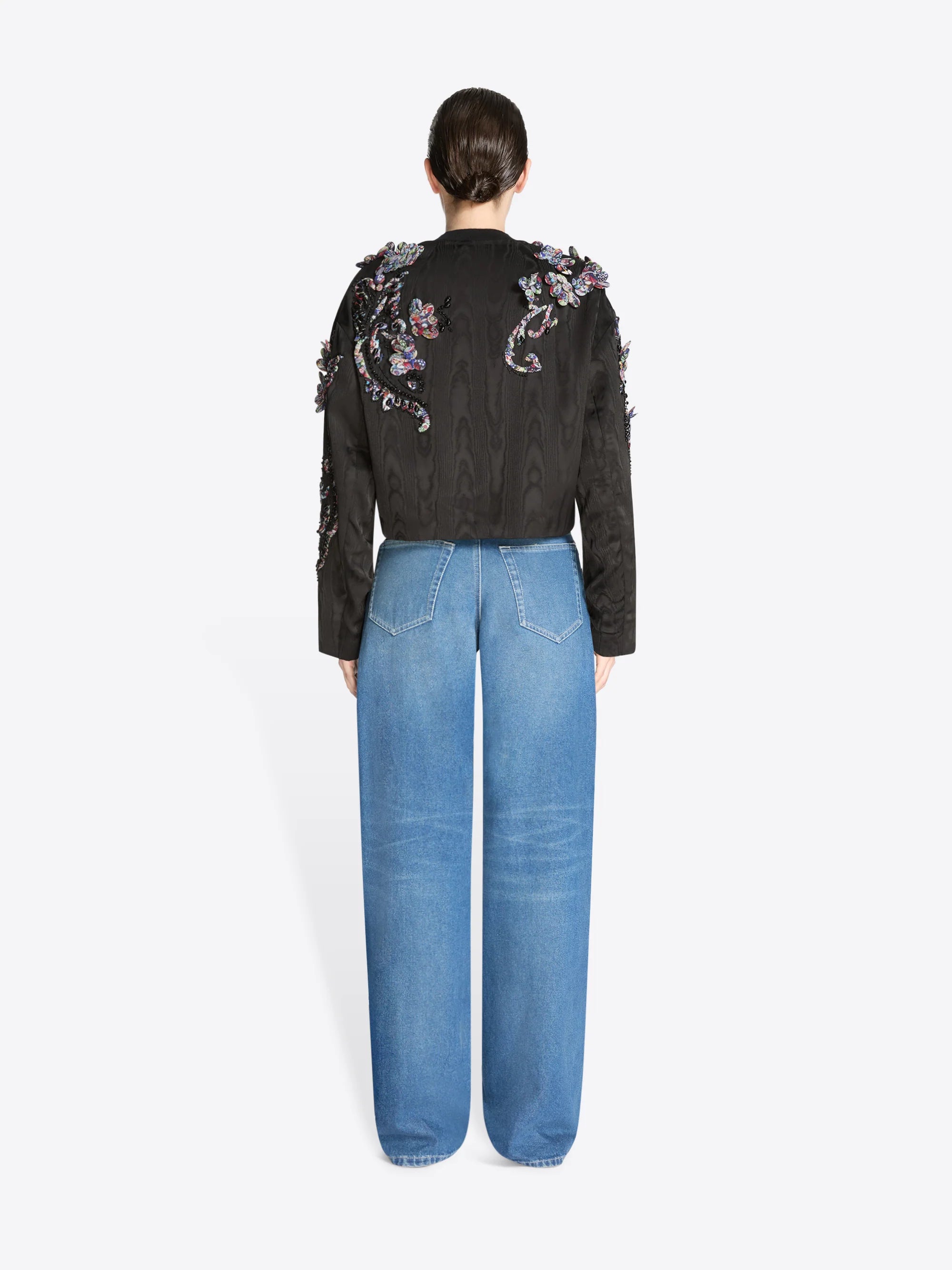 DRIES VAN NOTEN VONDA EMBROIDERED MOIRÉ JACKET