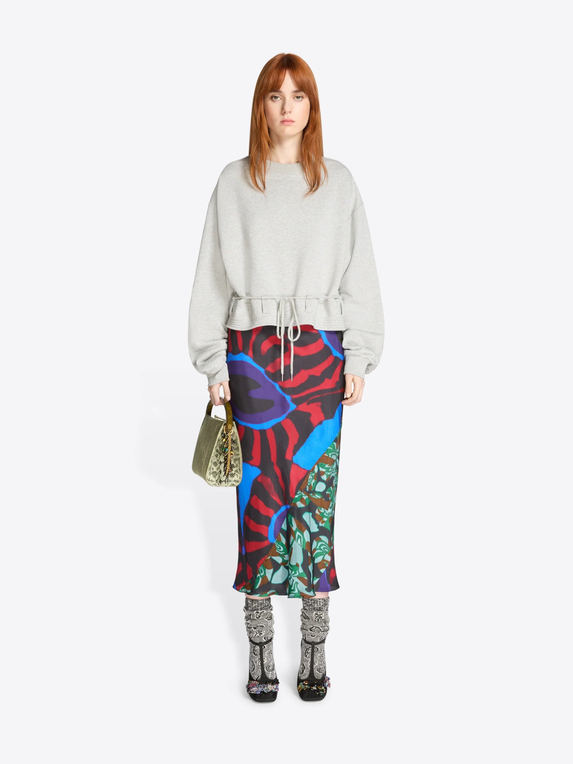 DRIES VAN NOTEN CROPPED GREY SWEATER