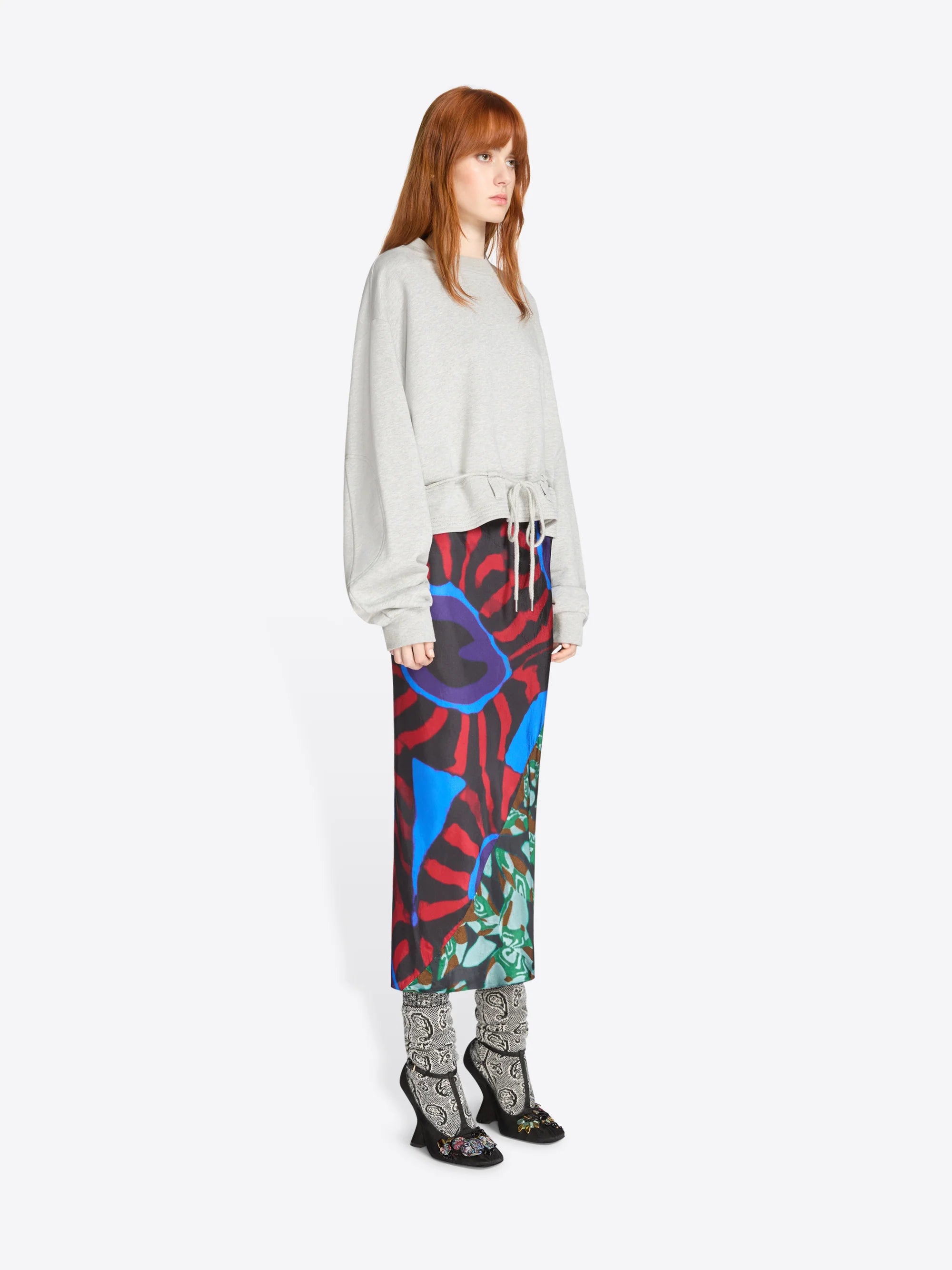 DRIES VAN NOTEN CROPPED GREY SWEATER