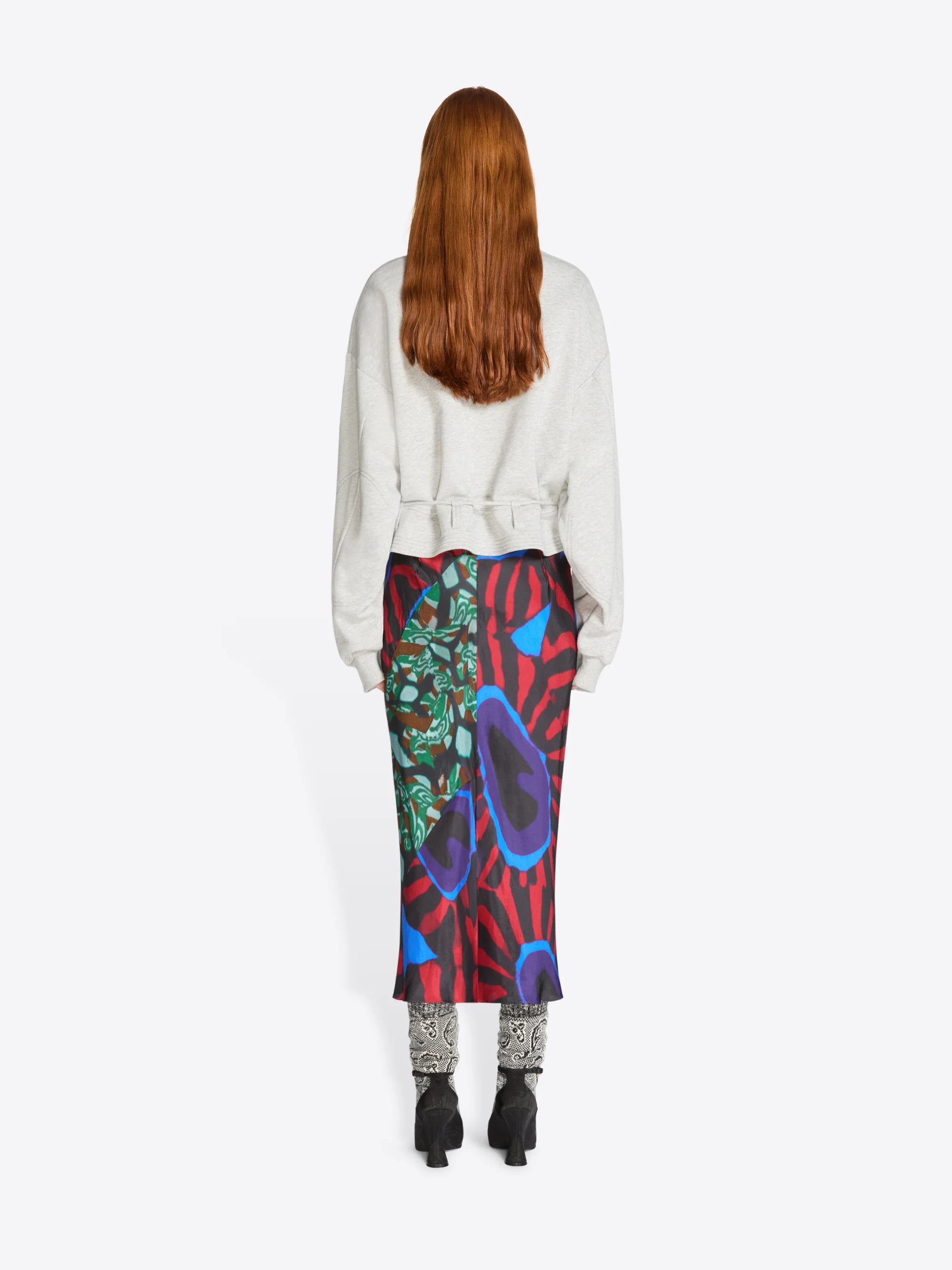 DRIES VAN NOTEN CROPPED GREY SWEATER