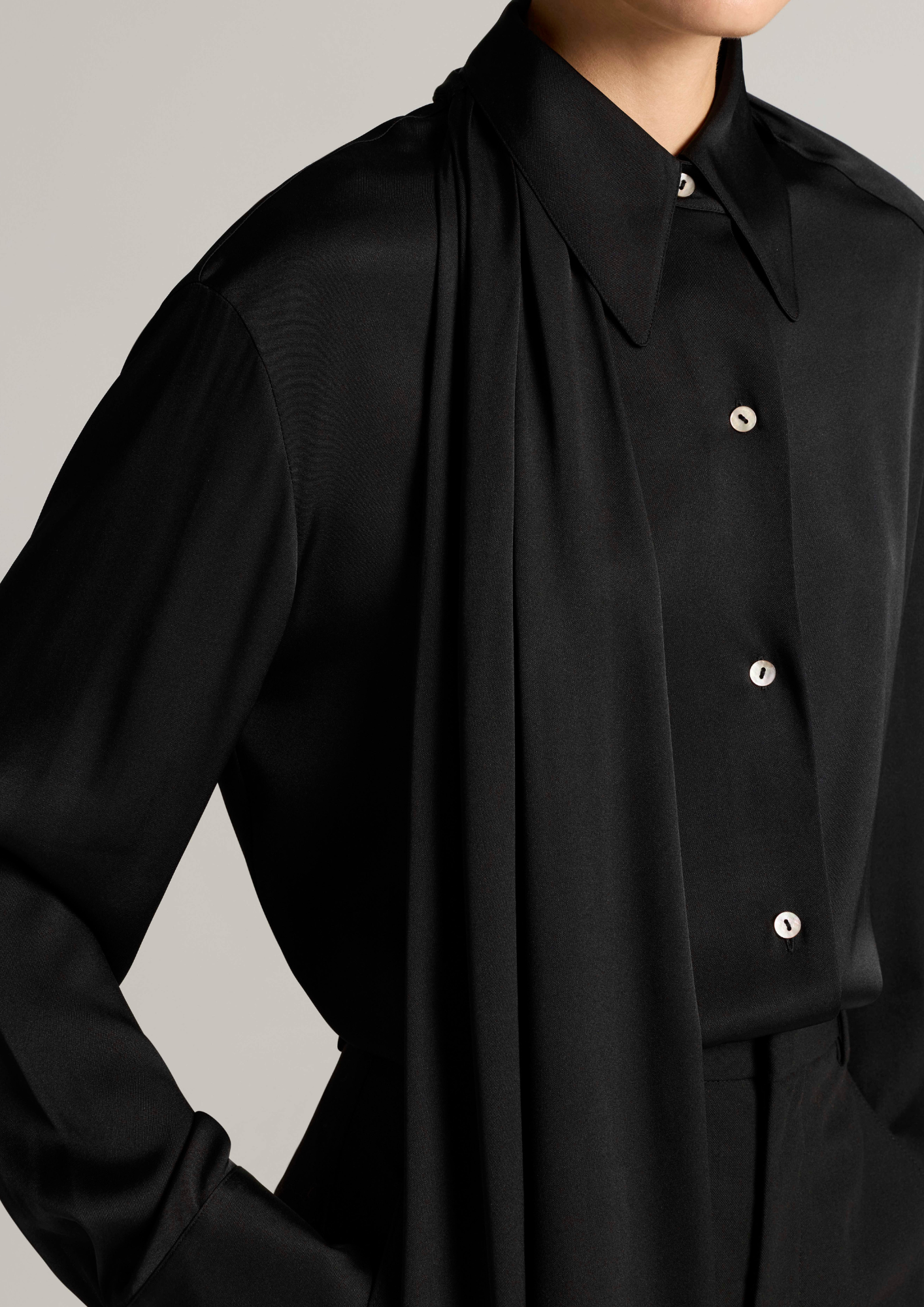 VINCE DRAPED SCARF SHIRT