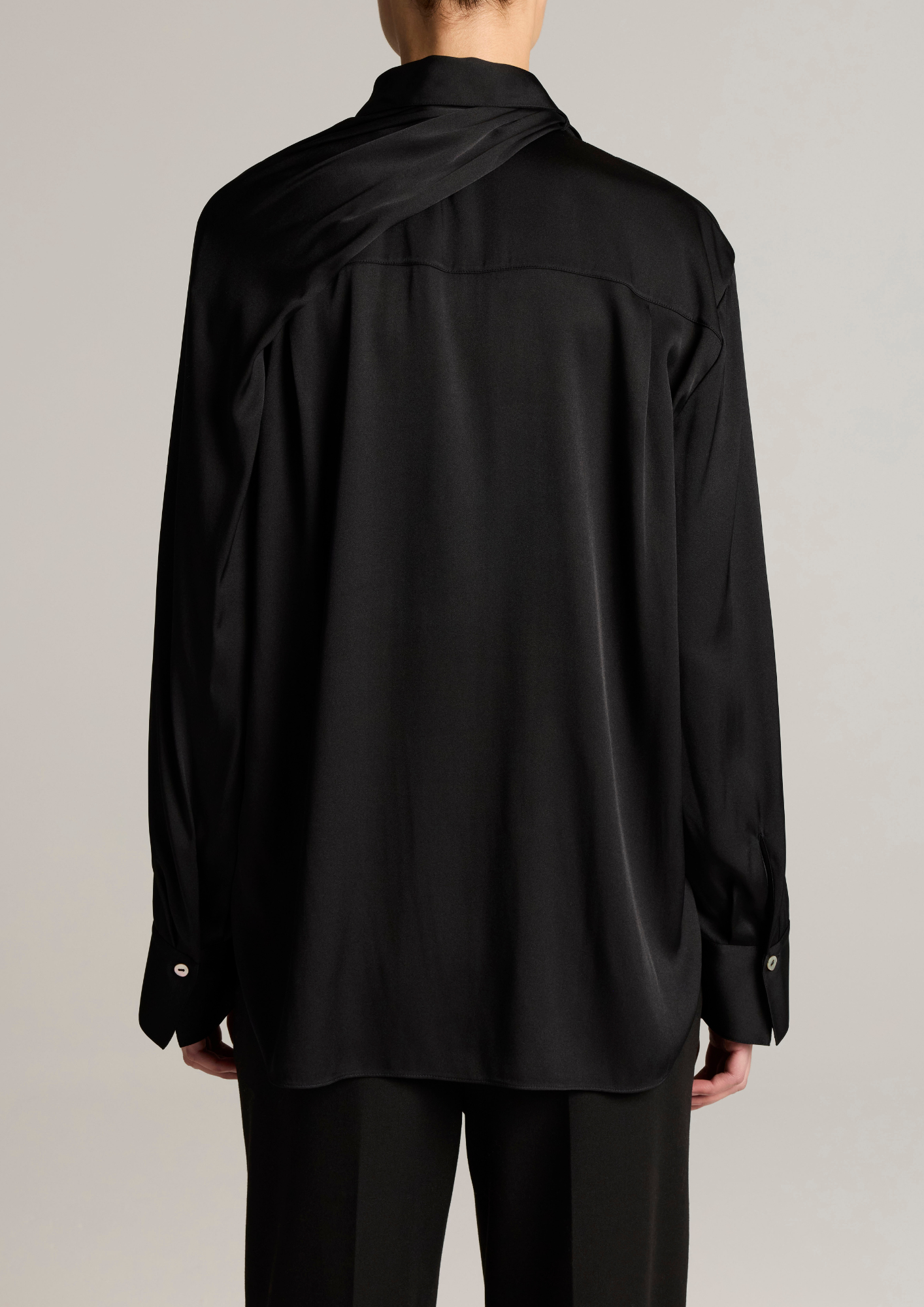VINCE DRAPED SCARF SHIRT