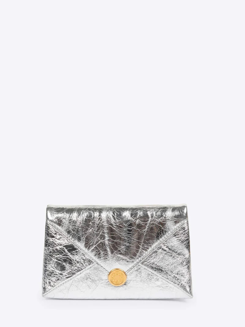 DRIES VAN NOTEN LEATHER ENVELOPE SILVER BAG