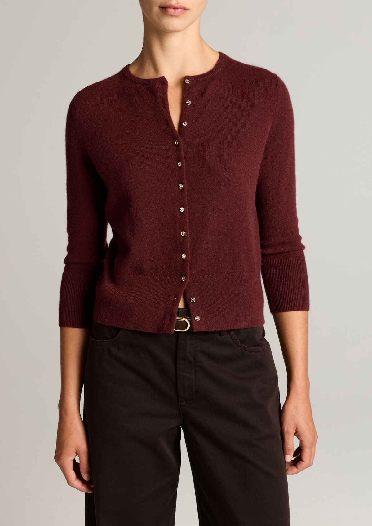 VINCE METAL BUTTON CARDIGAN BLACK ROSE