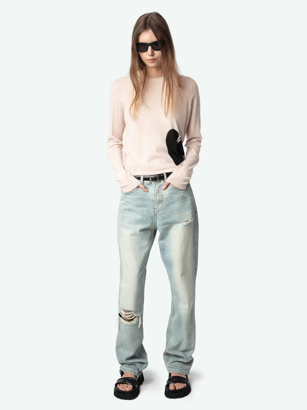 ZADIG & VOLTAIRE PRAVIS HEART CASHMERE SWEATER