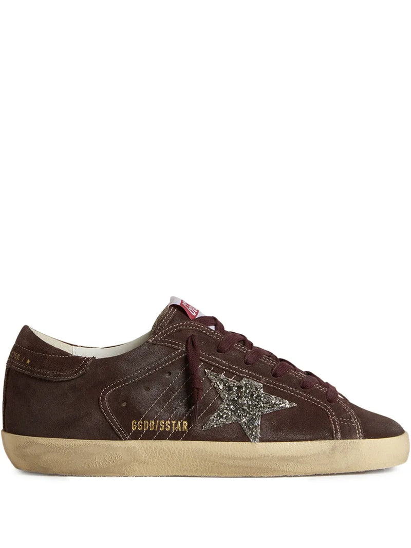 GOLDEN GOOSE SUPERSTAR GLITTER STAR & FADED BURGUNDY