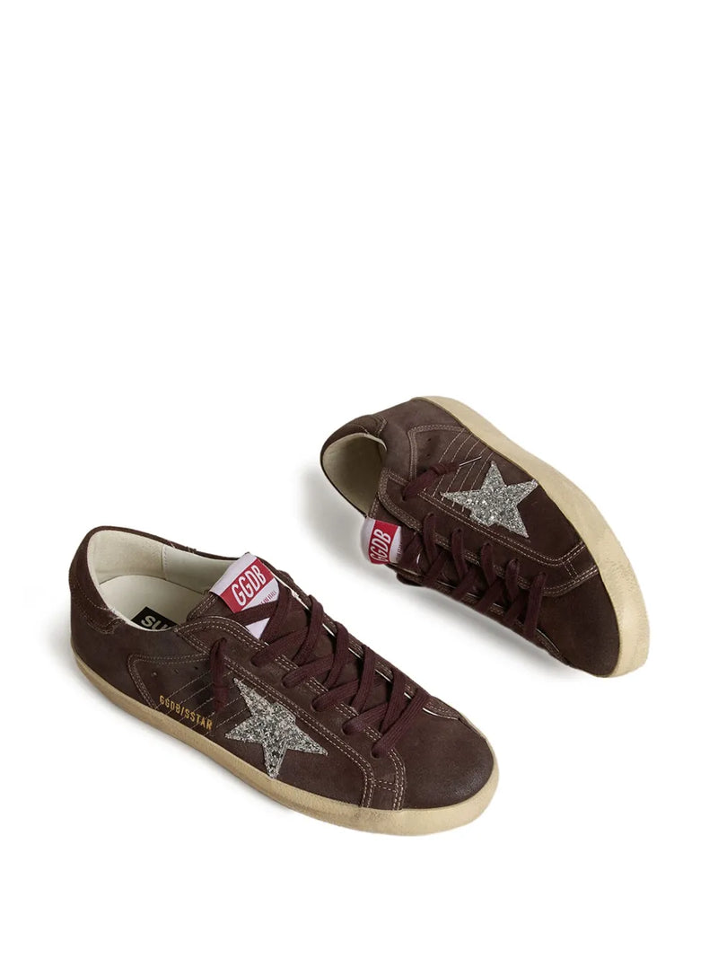 GOLDEN GOOSE SUPERSTAR GLITTER STAR & FADED BURGUNDY