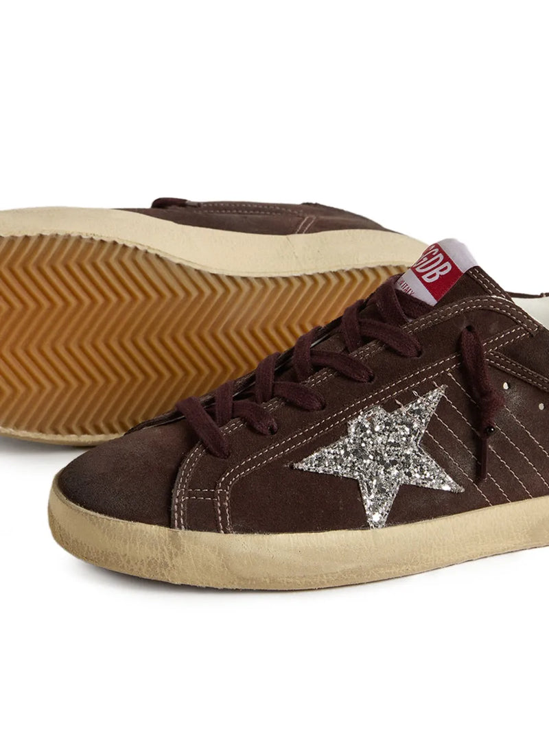 GOLDEN GOOSE SUPERSTAR GLITTER STAR & FADED BURGUNDY