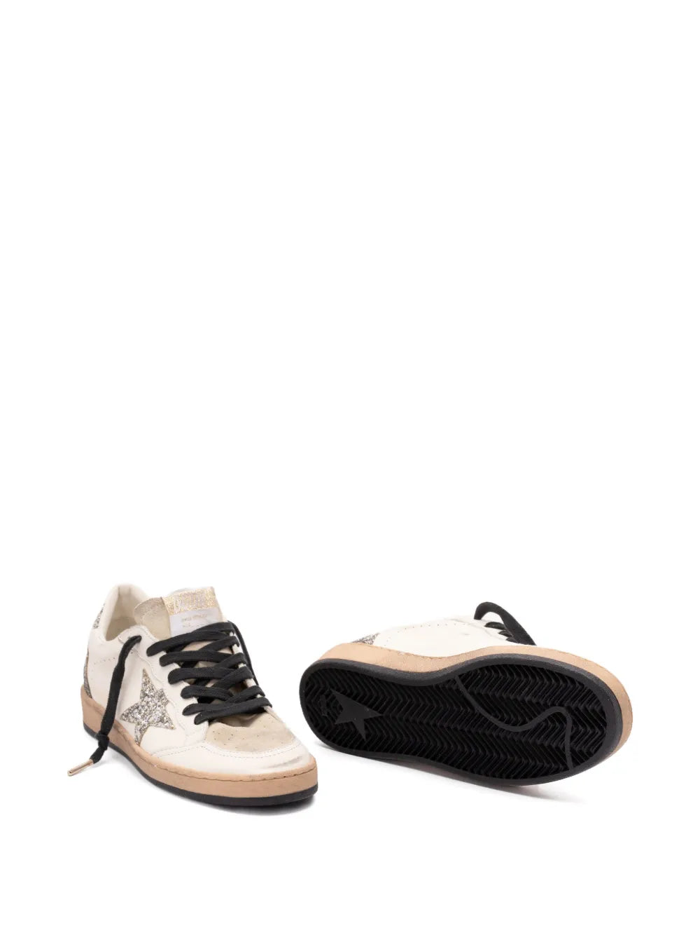 GOLDEN GOOSE BALLSTAR GLITTER STAR WHITE & SILVER