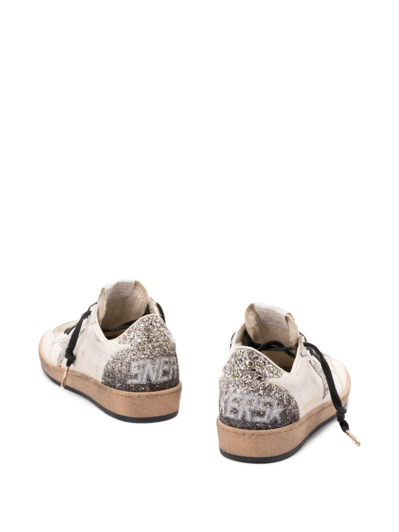 GOLDEN GOOSE BALLSTAR GLITTER STAR WHITE & SILVER