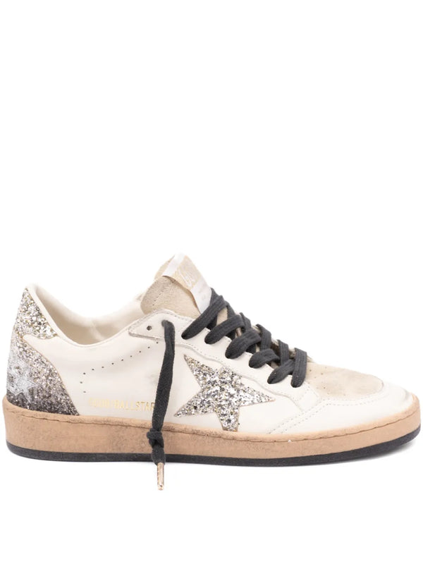 GOLDEN GOOSE BALLSTAR GLITTER STAR WHITE & SILVER