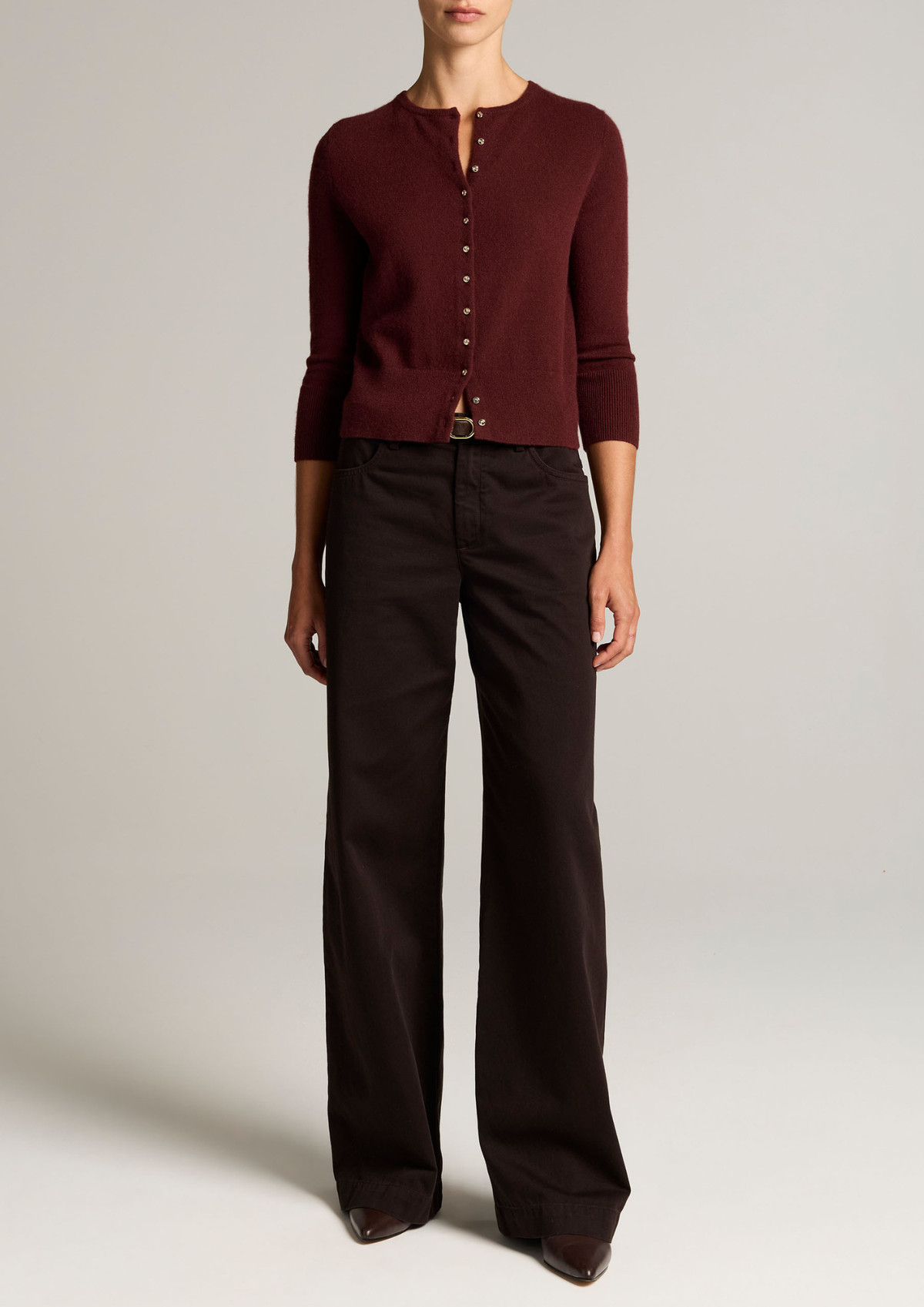 VINCE METAL BUTTON CARDIGAN BLACK ROSE