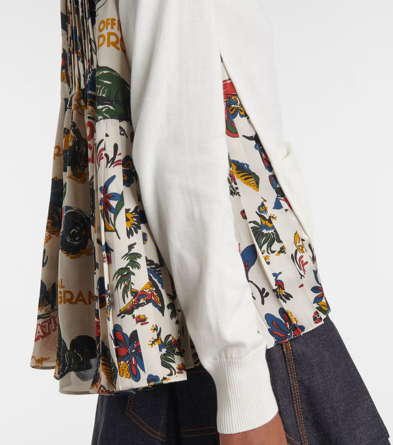 SACAI CAR RACE PRINT CARDIGAN - IVORY