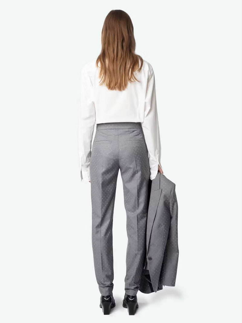 ZADIG & VOLTAIRE PANNY TAILLEUR STRASS GREY TROUSERS