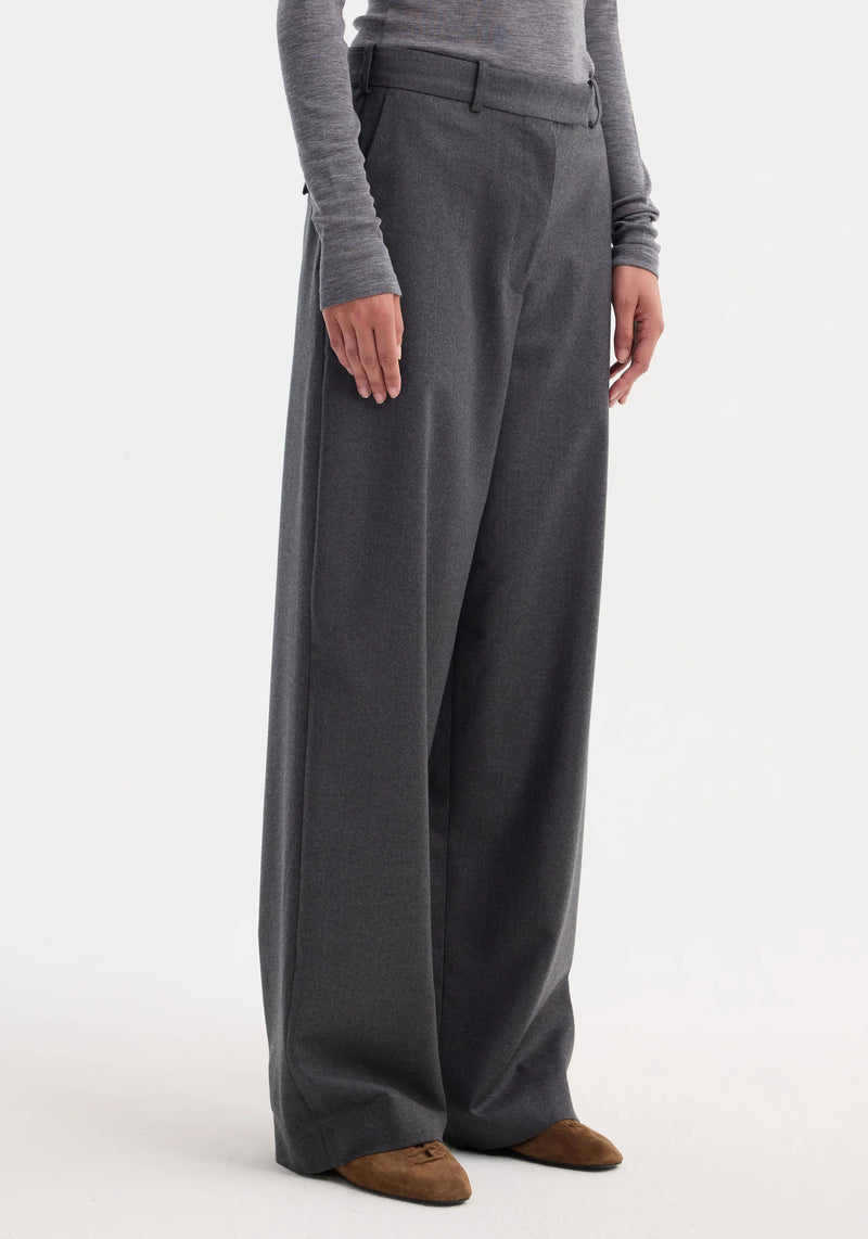 ROHE DARK GREY WIDE LEG TROUSERS