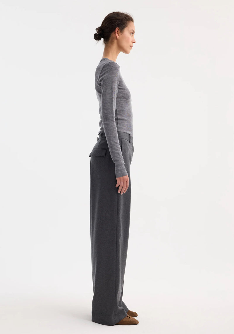 ROHE DARK GREY WIDE LEG TROUSERS
