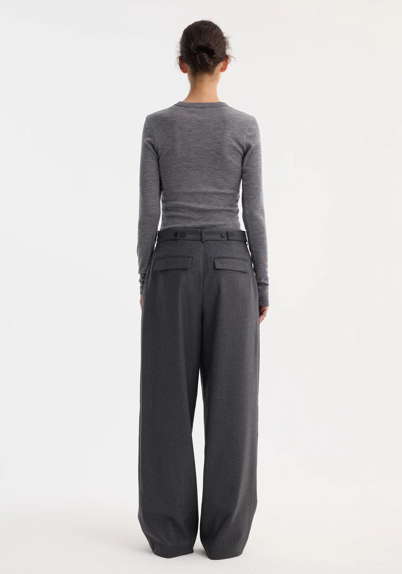 ROHE DARK GREY WIDE LEG TROUSERS