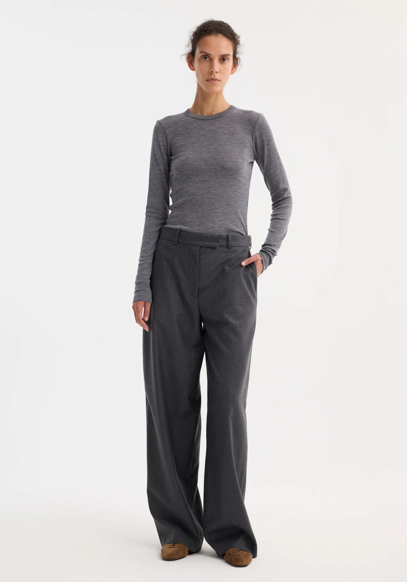 ROHE DARK GREY WIDE LEG TROUSERS