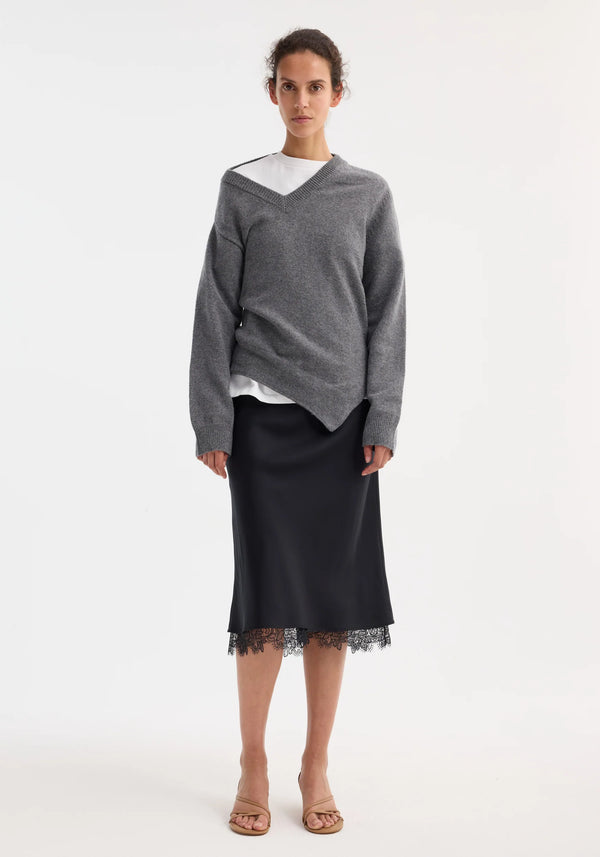 RÓHE LACE-TRIMMED SILK SKIRT