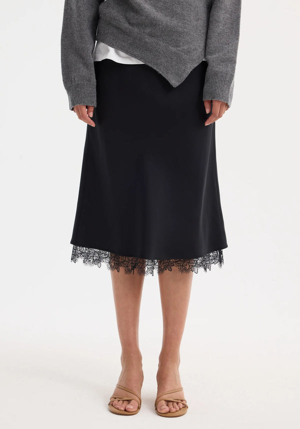 RÓHE LACE-TRIMMED SILK SKIRT