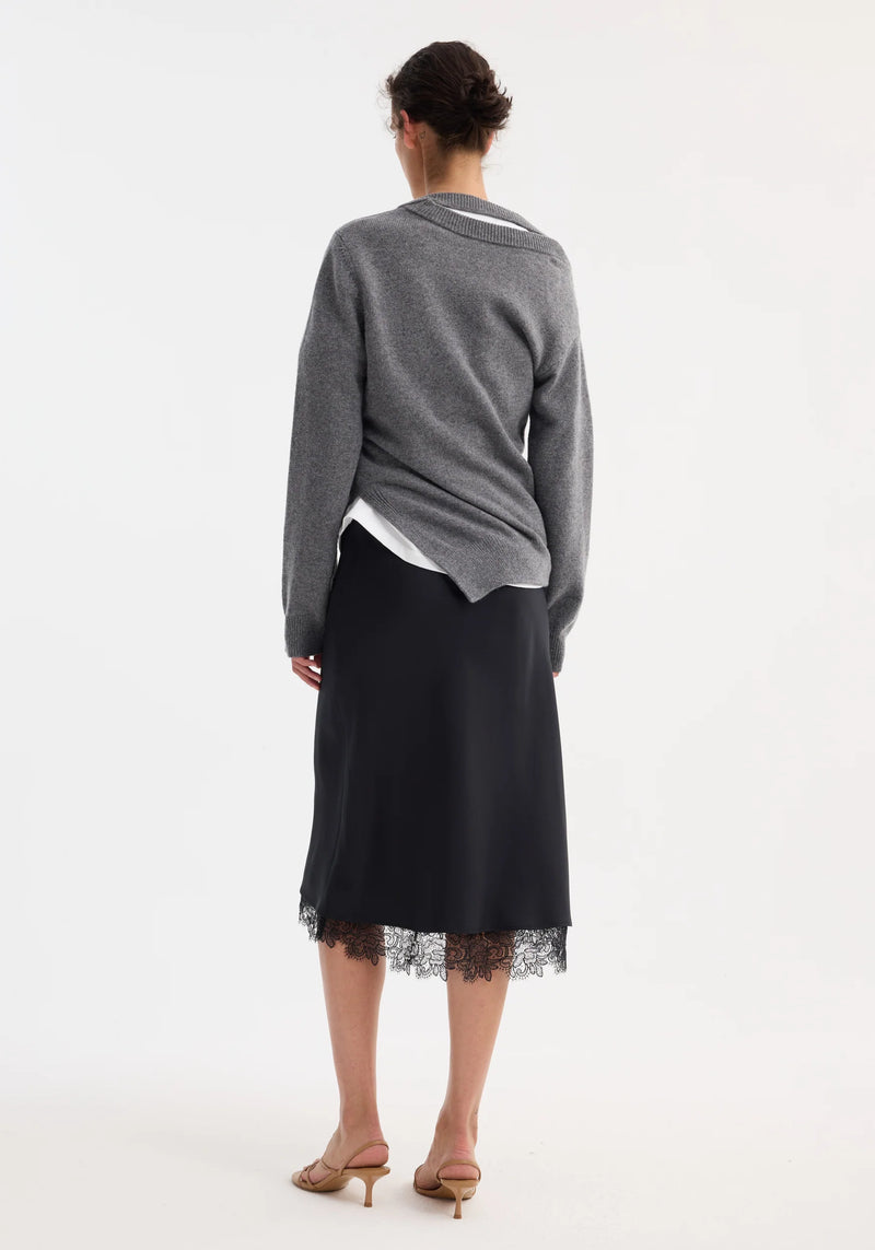 RÓHE LACE-TRIMMED SILK SKIRT