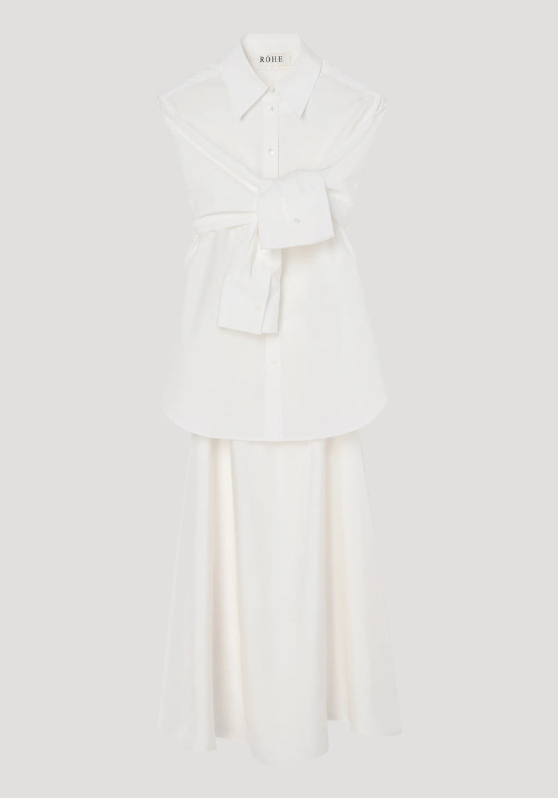 RÓHE POPLIN SILK COMBINED GILET DRESS