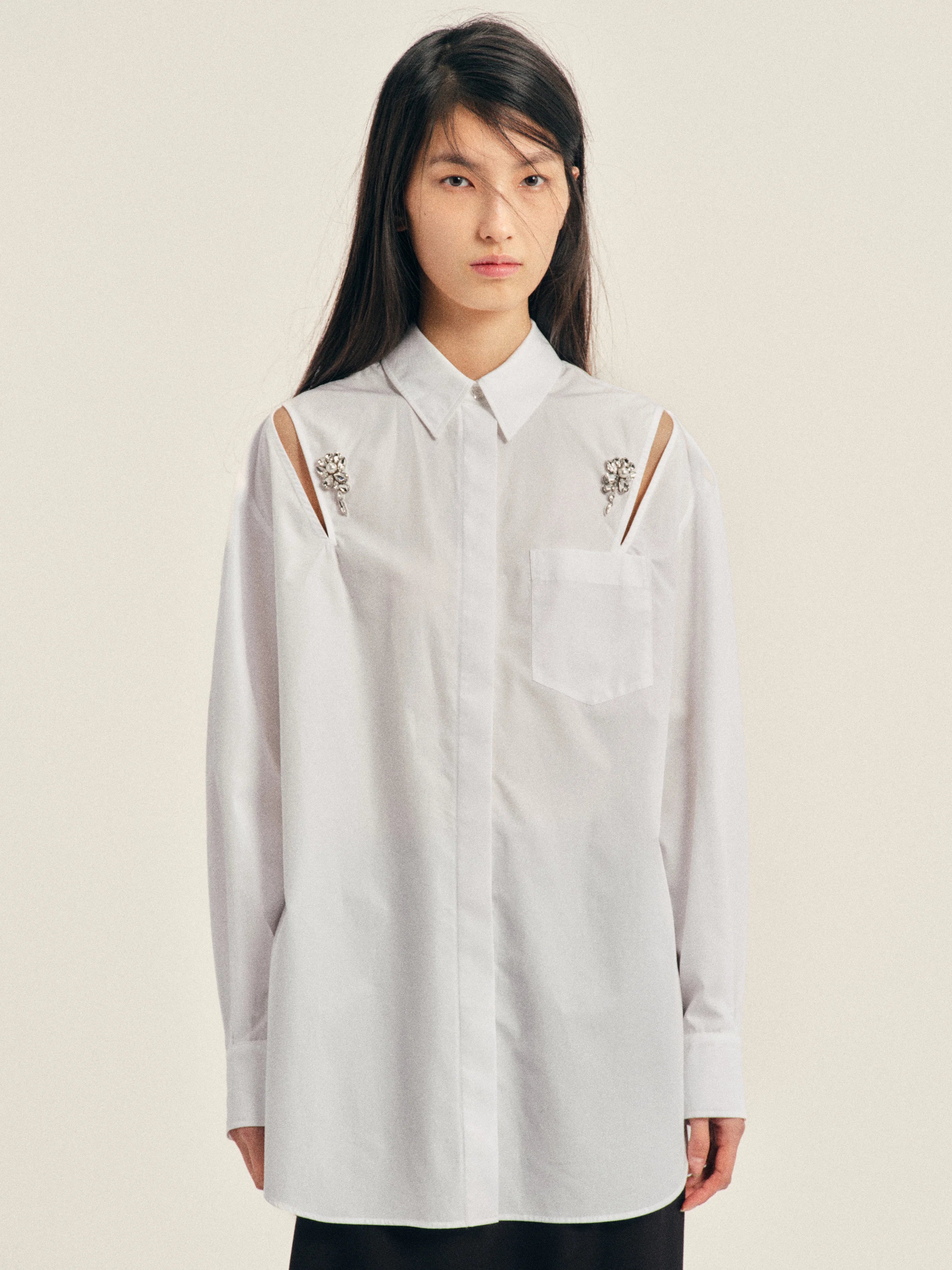 SIMONE ROCHA EMBELLISHED SLASH SHIRT
