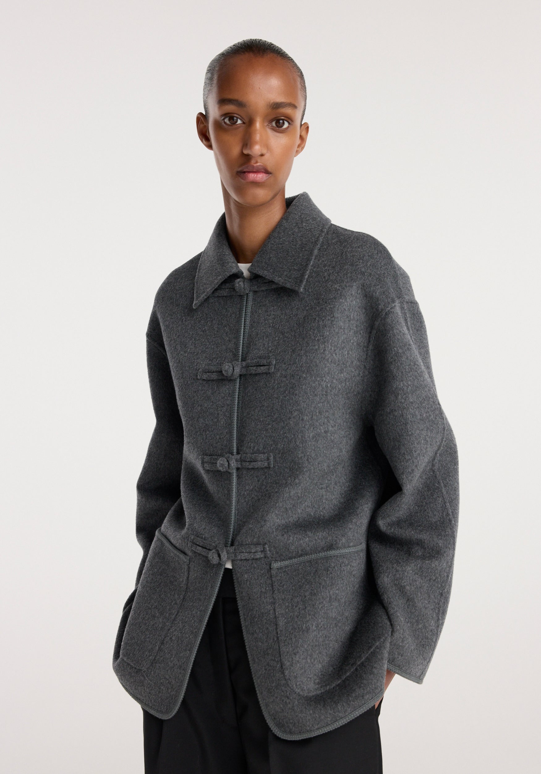 RÓHE DOUBLE-FACED WOOL PANKOU CLOSURE COAT