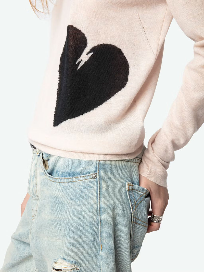 ZADIG & VOLTAIRE PRAVIS HEART CASHMERE SWEATER